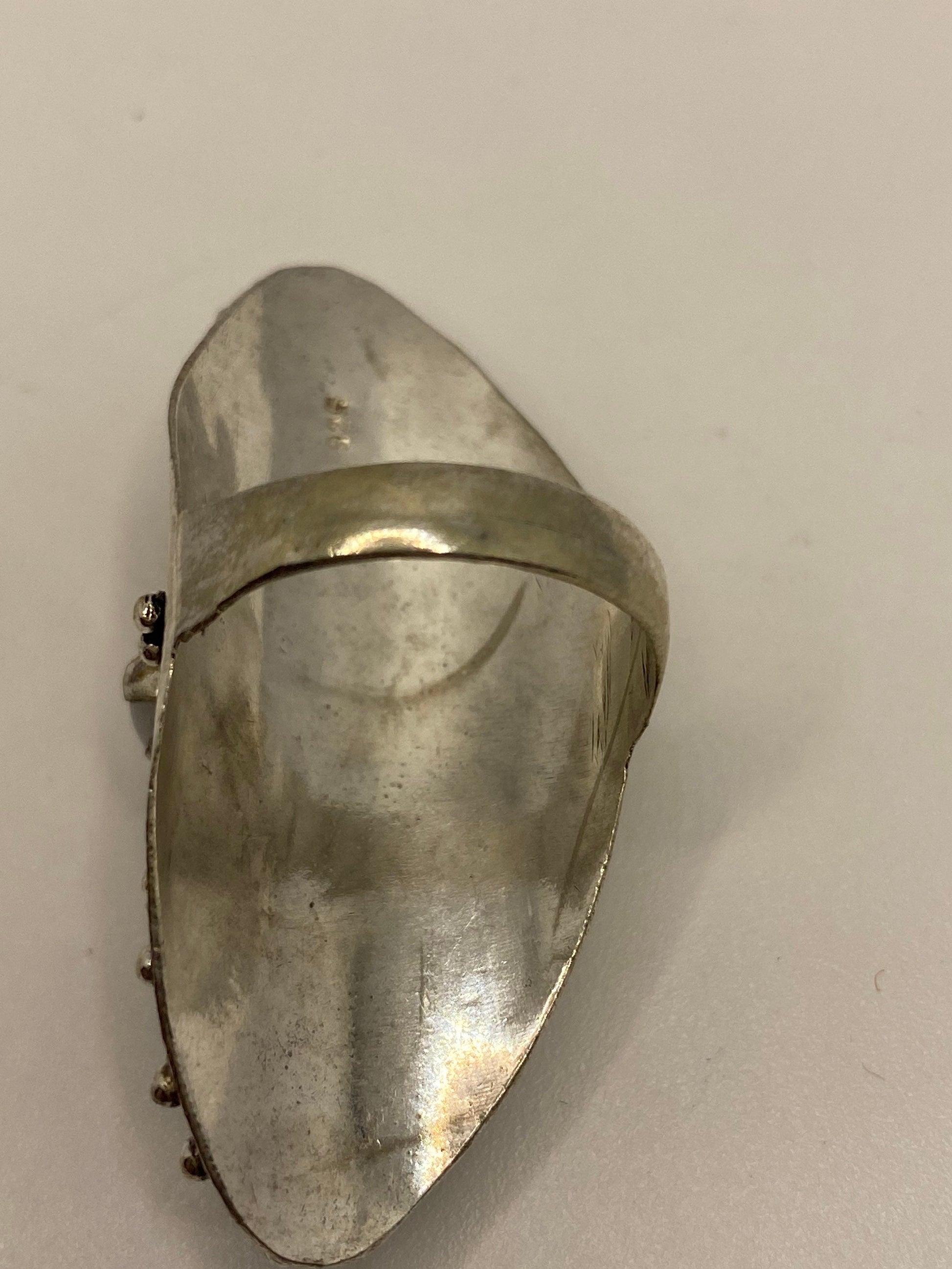 Vintage Raw Green Emerald White Bronze Silver Cocktail Ring Size 8