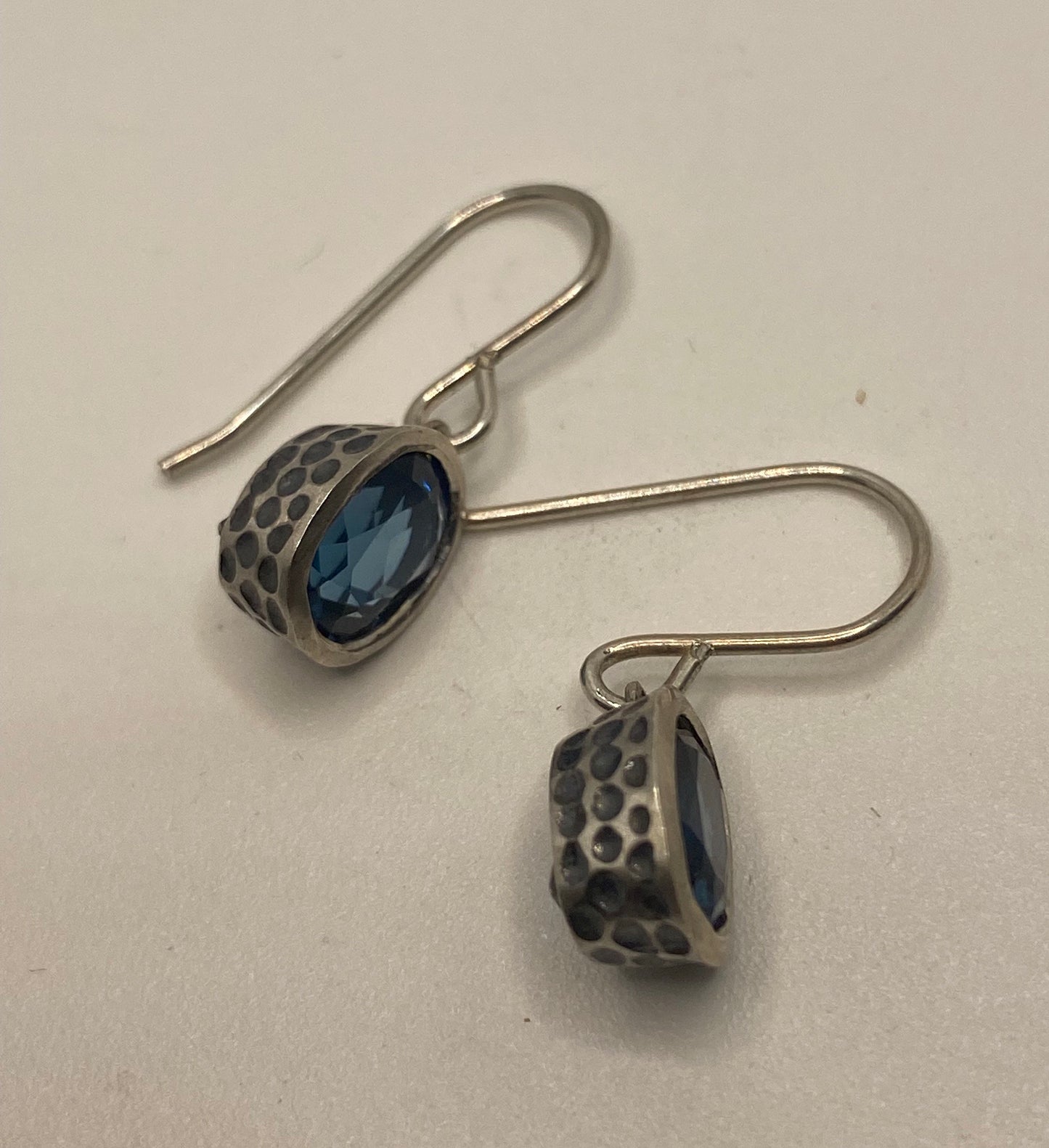 Vintage Genuine Blue Topaz Gemstone 925 Sterling Silver Earrings