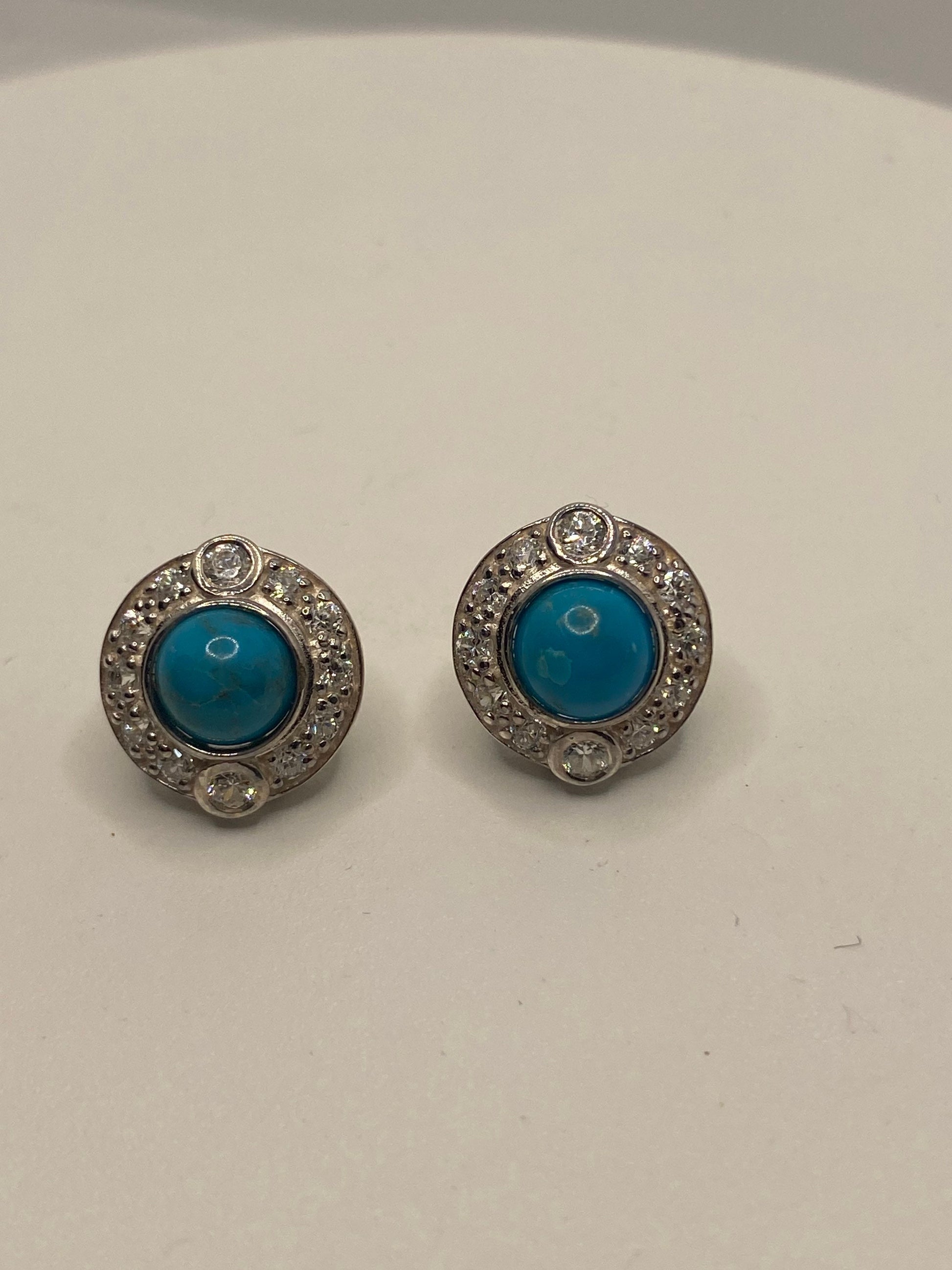 Vintage Sterling Silver Genuine turquoise Inlay Earrings