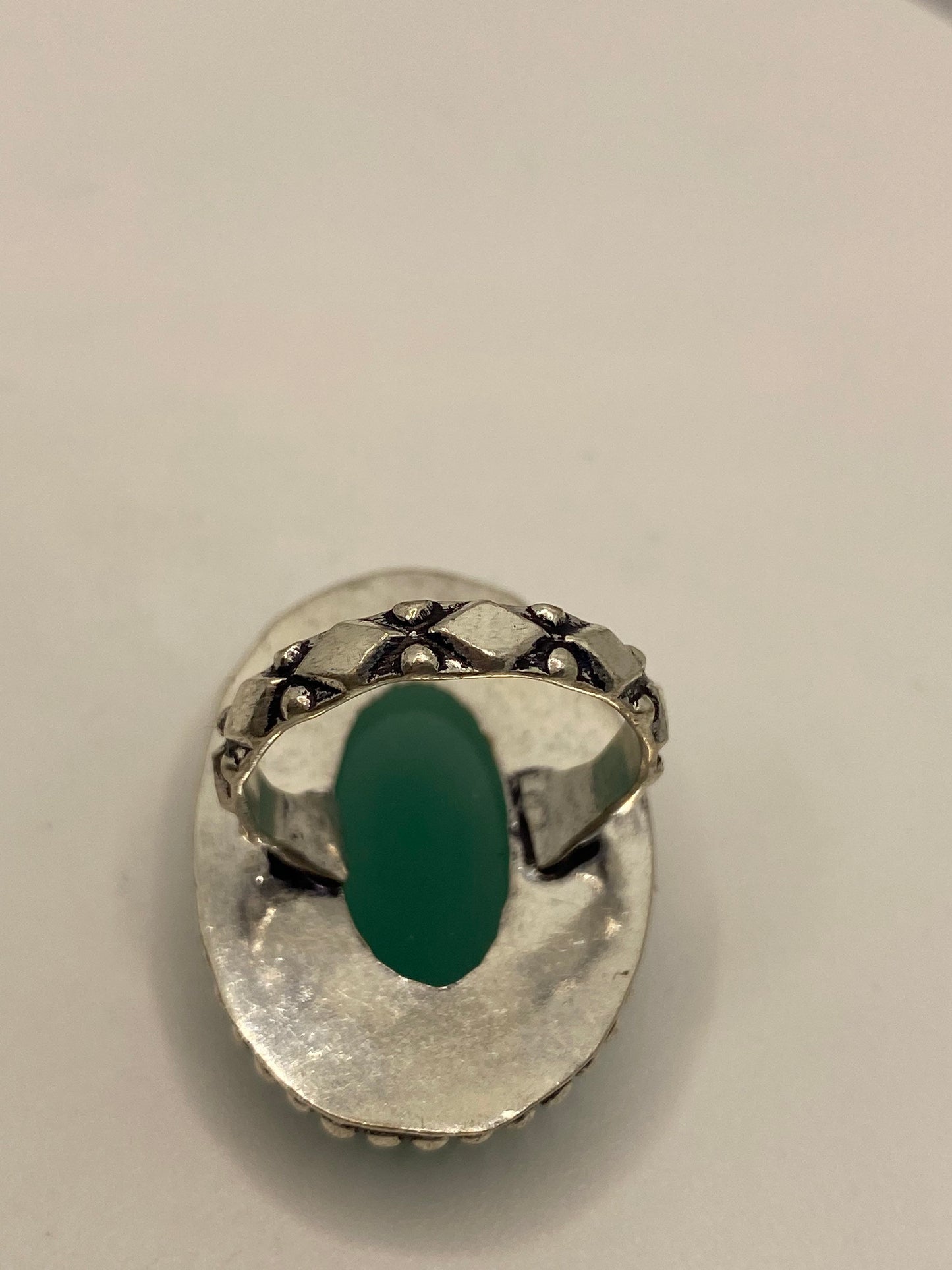 Vintage Green Onyx Silver Ring