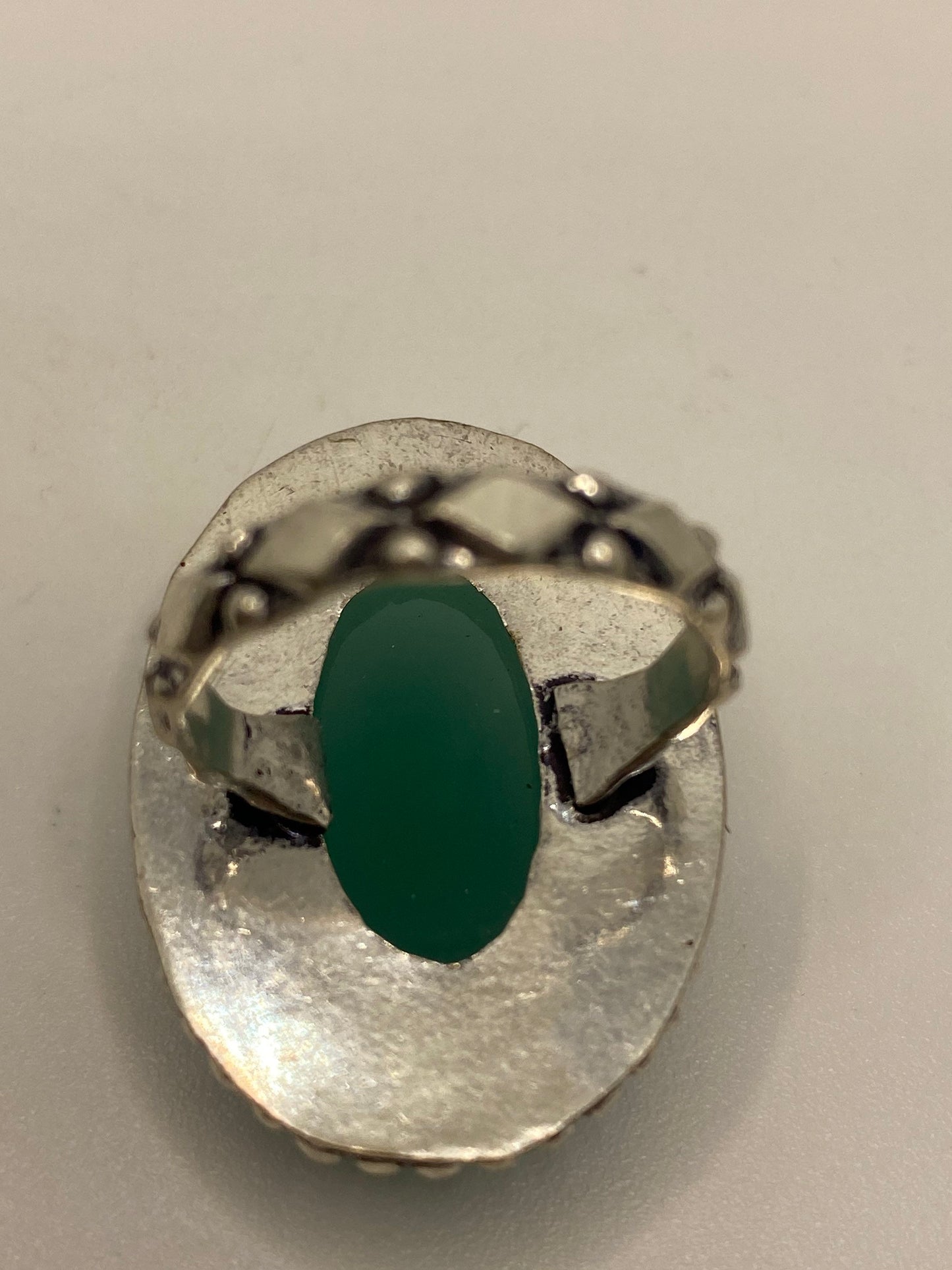 Vintage Green Onyx Silver Ring