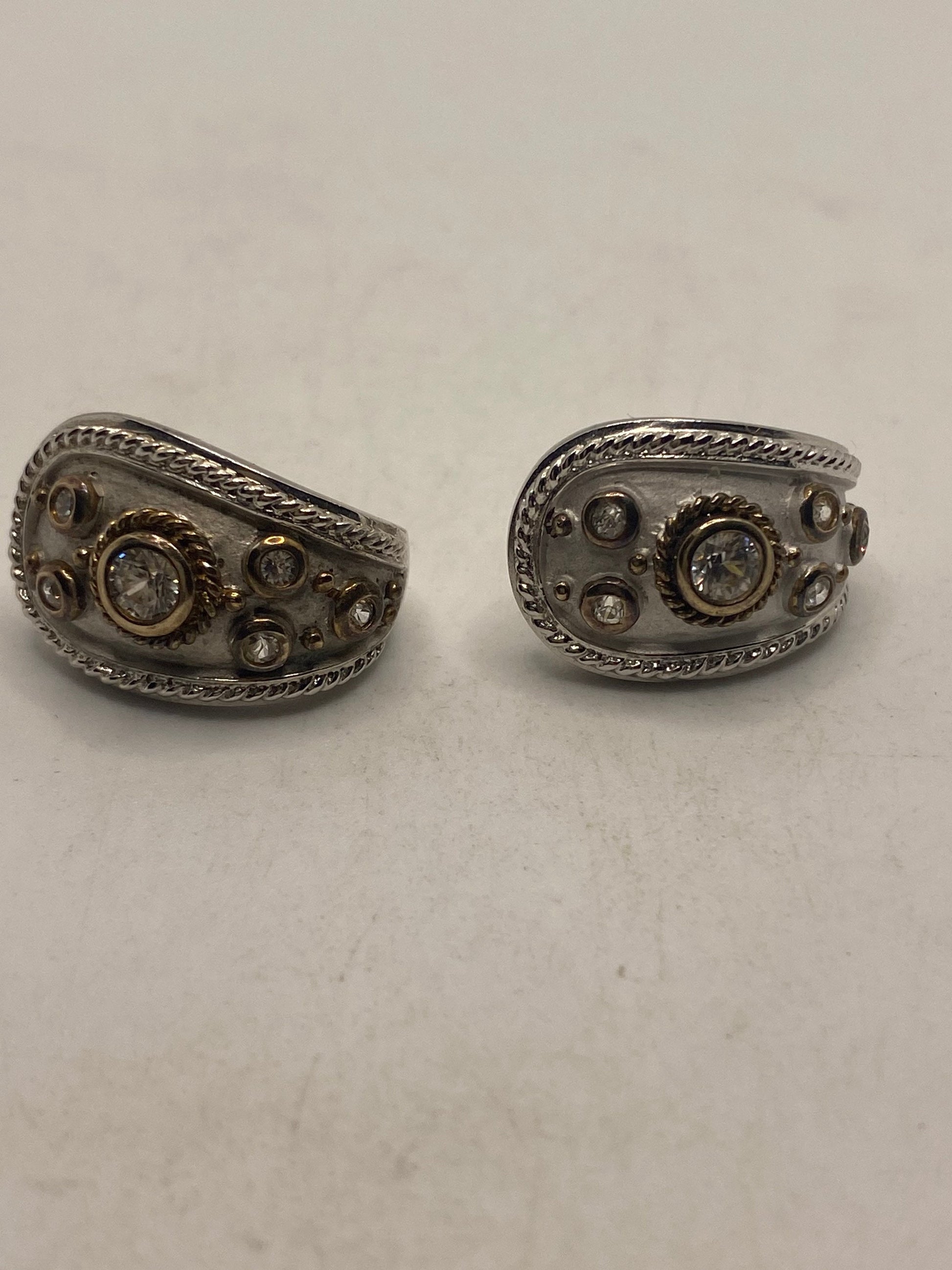 Vintage Genuine White Sapphire 925 Sterling Silver Dangle Hoop Earrings