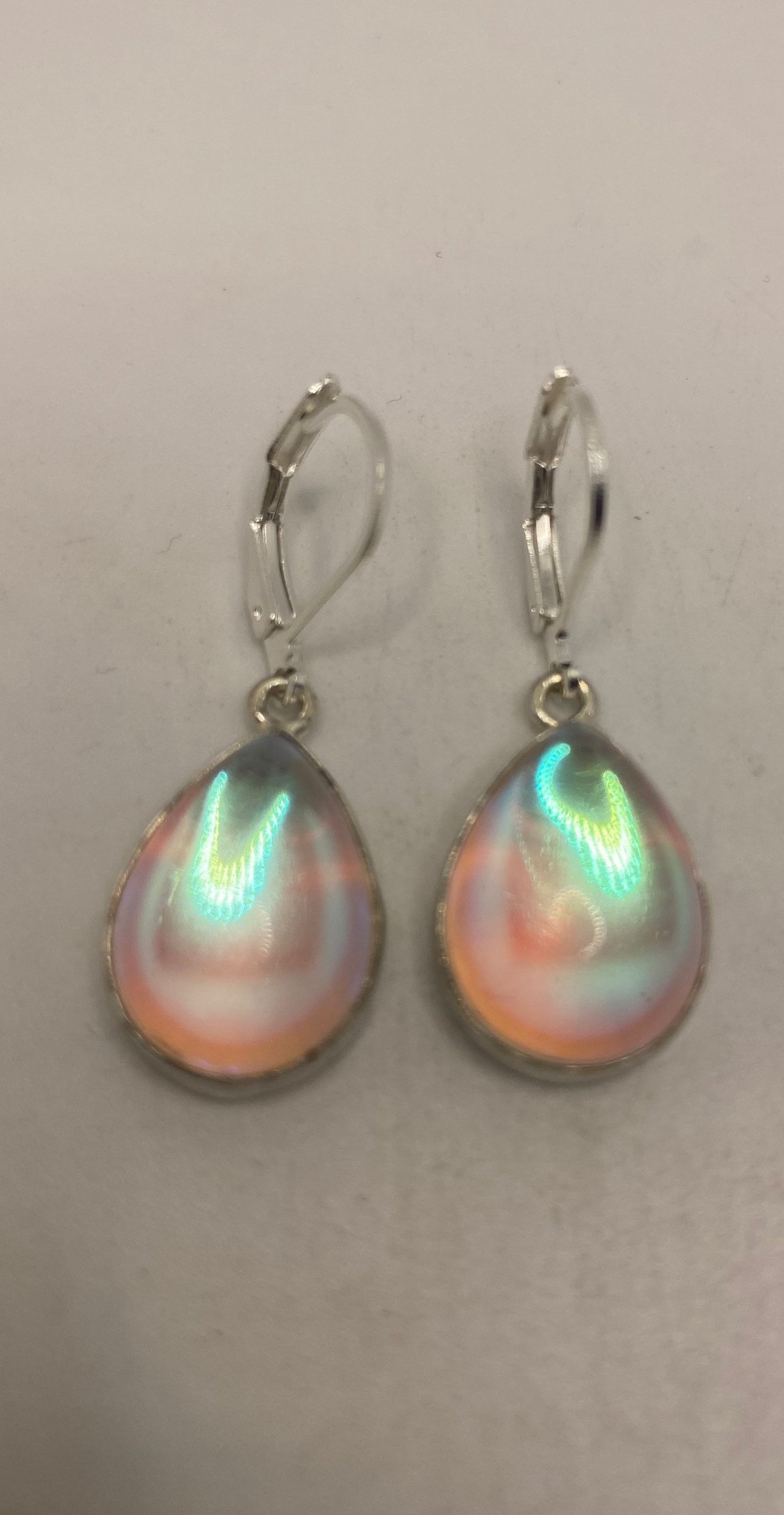 Vintage Opal Glass Silver Dangle Earrings Chandelier