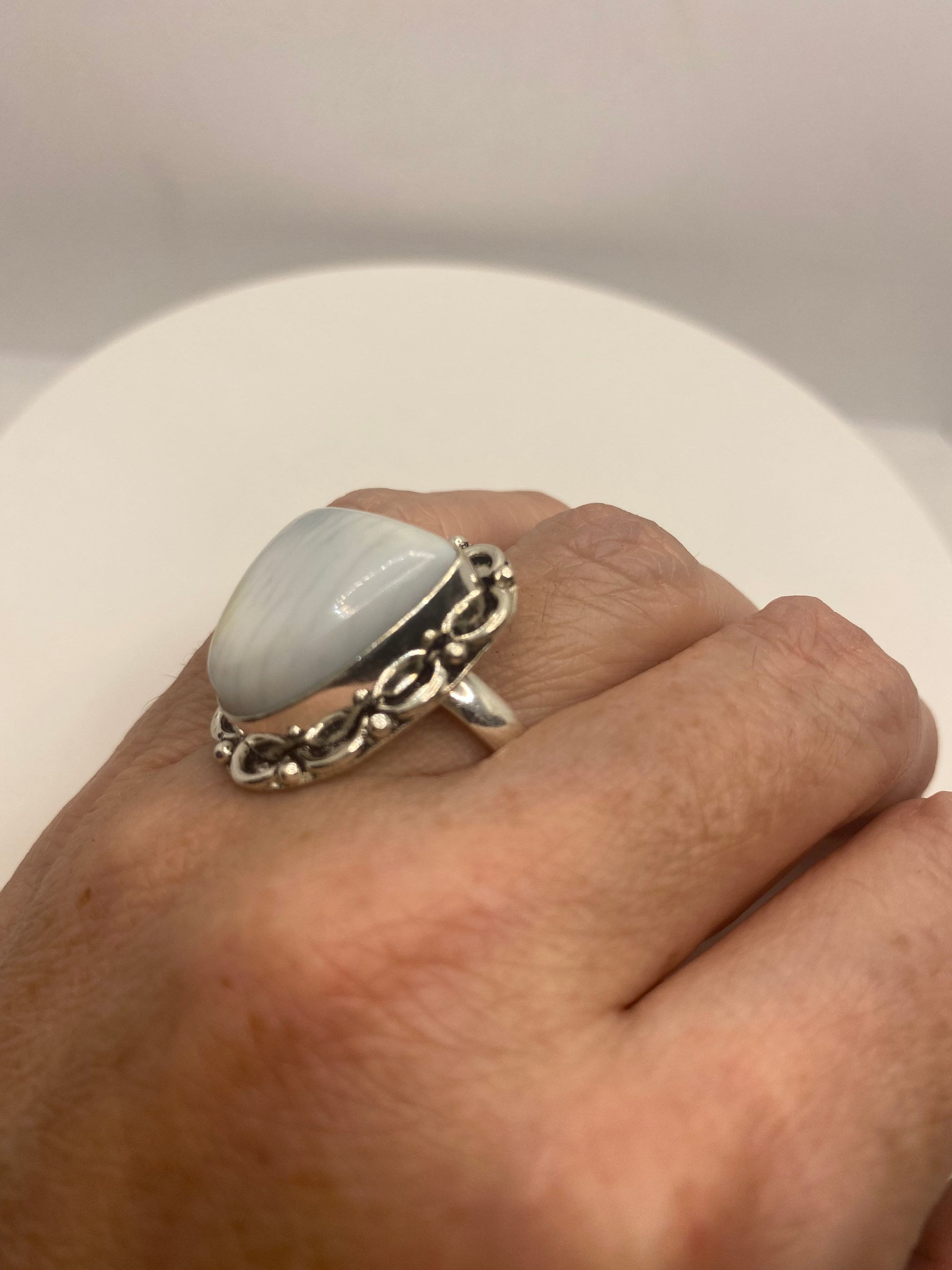 Vintage Lace Agate Silver Ring