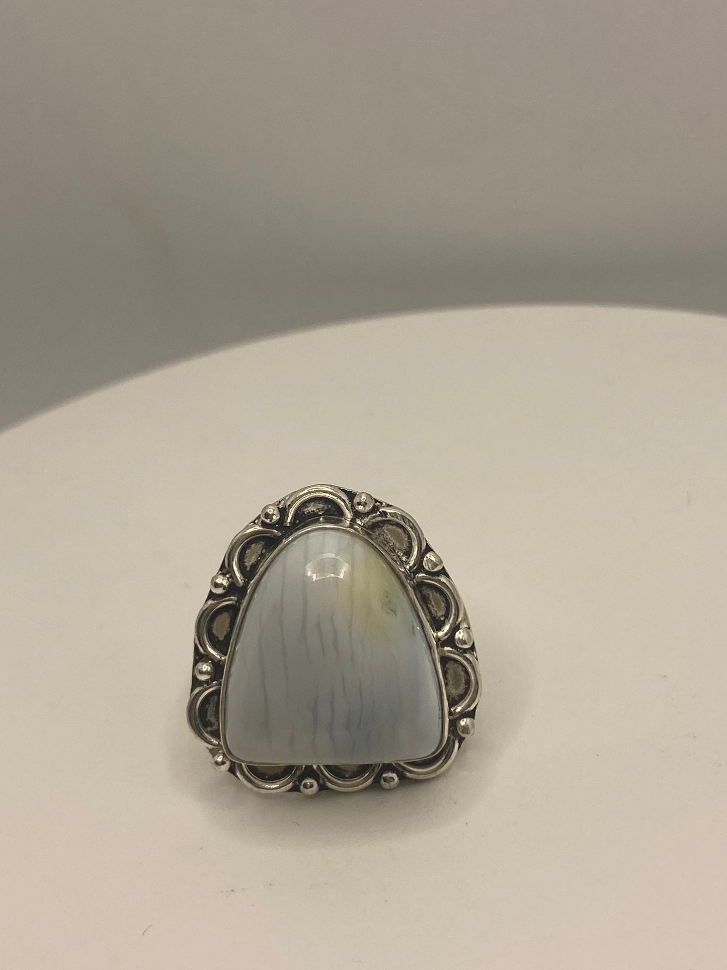 Vintage Lace Agate Silver Ring