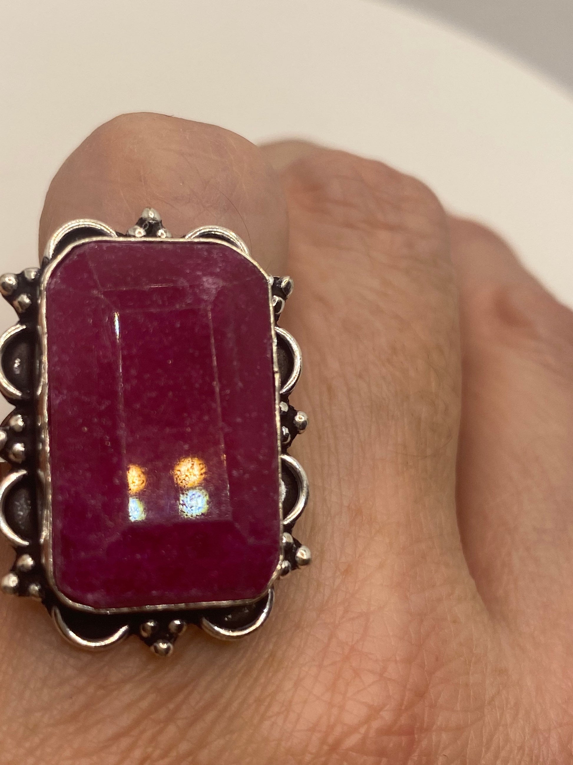 Vintage Handmade Raw Pink Ruby Silver Gothic Ring