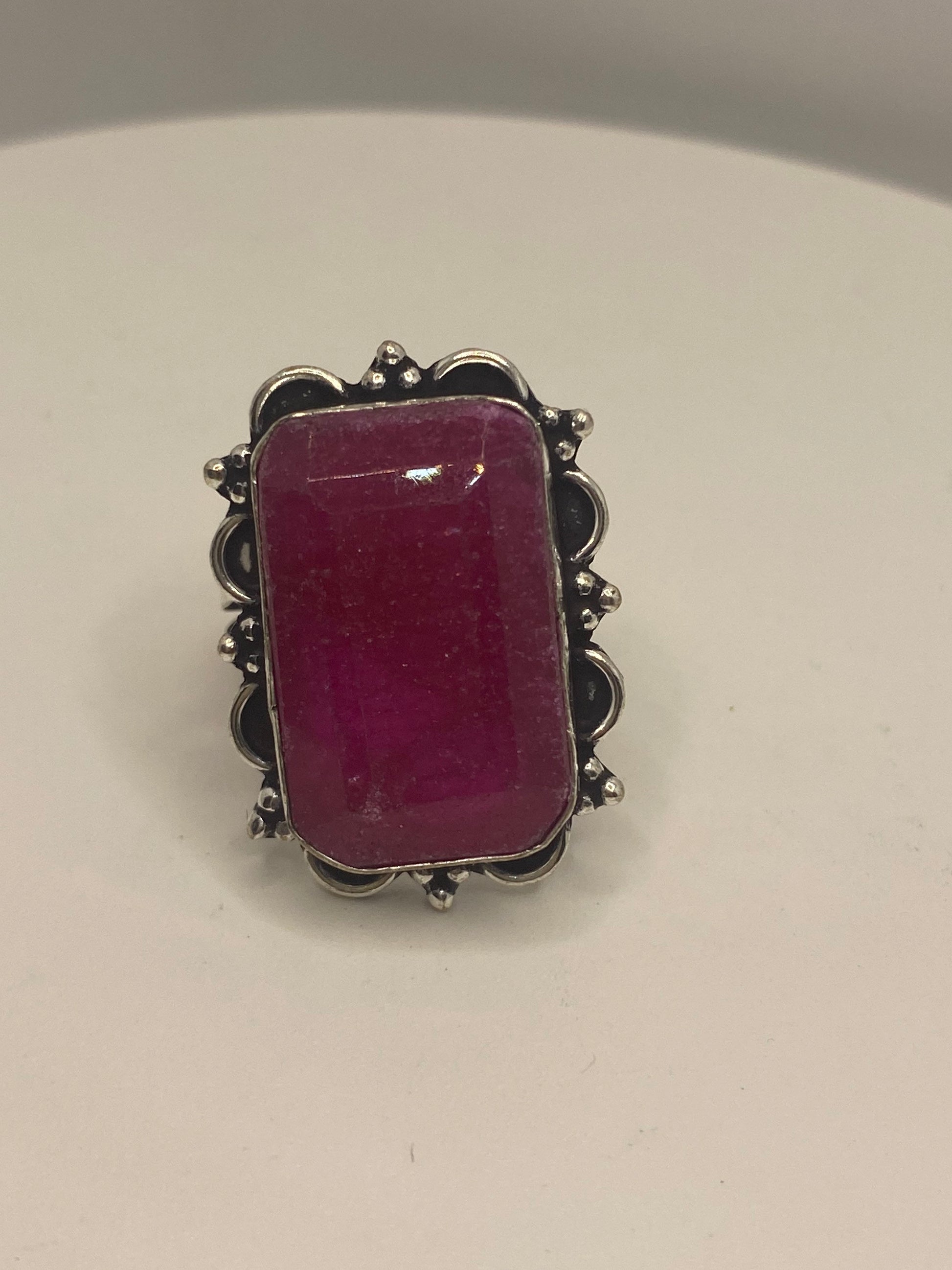 Vintage Handmade Raw Pink Ruby Silver Gothic Ring