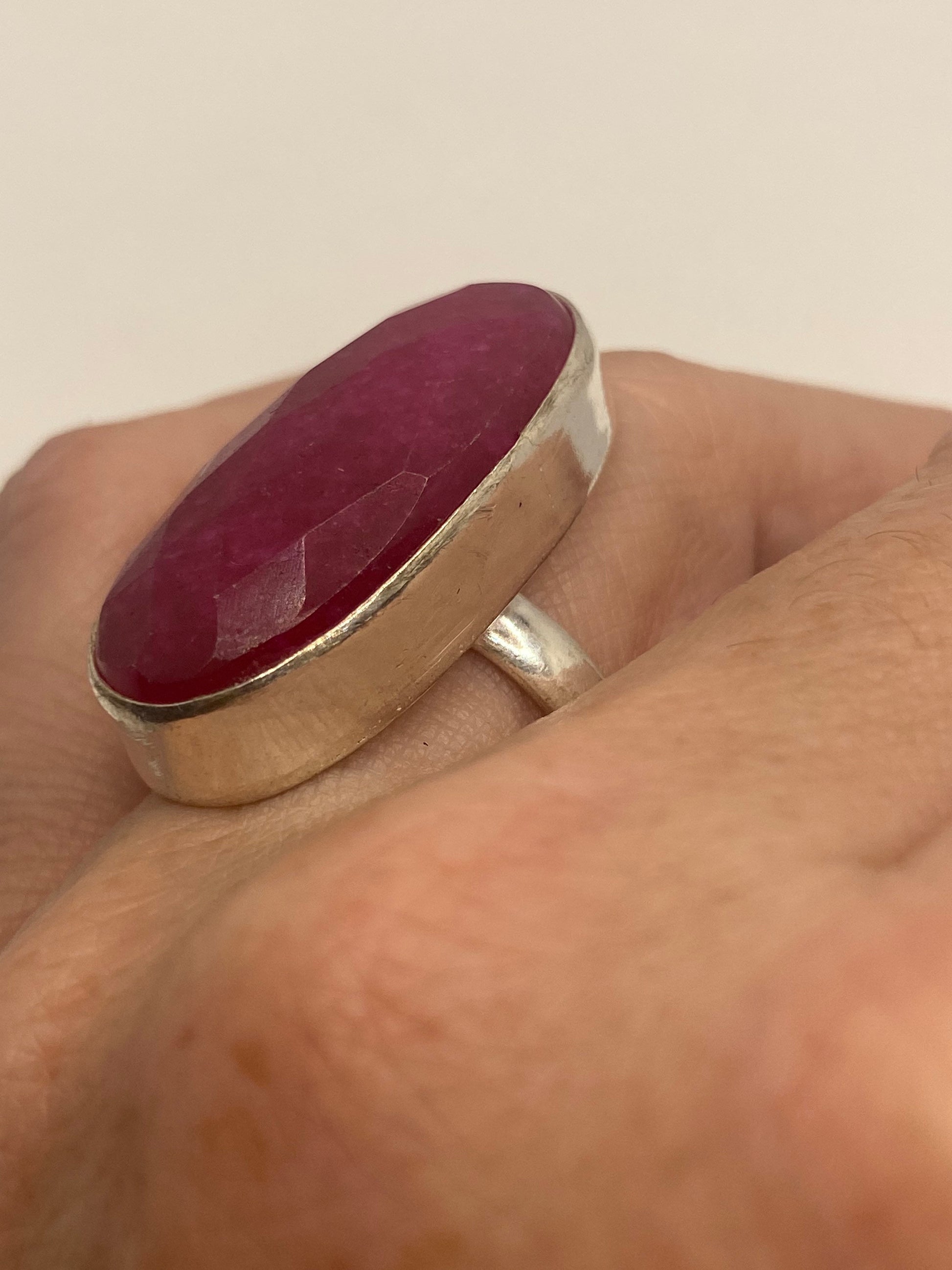 Vintage Handmade Raw Pink Ruby Silver Gothic Ring