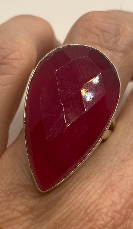 Vintage Handmade Raw Pink Ruby Silver Gothic Ring