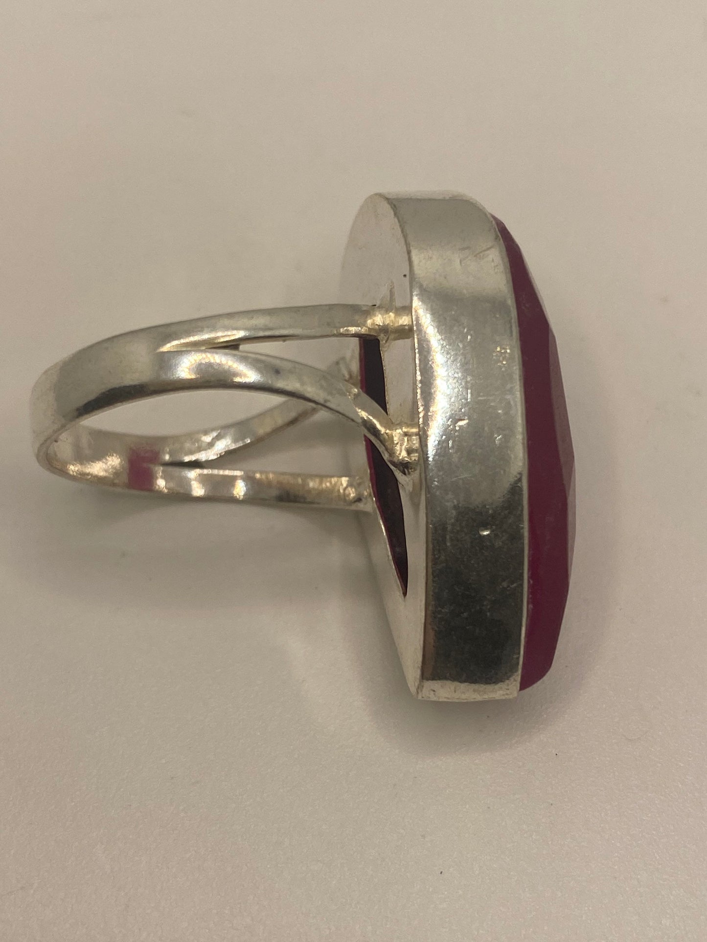 Vintage Handmade Raw Pink Ruby Silver Gothic Ring