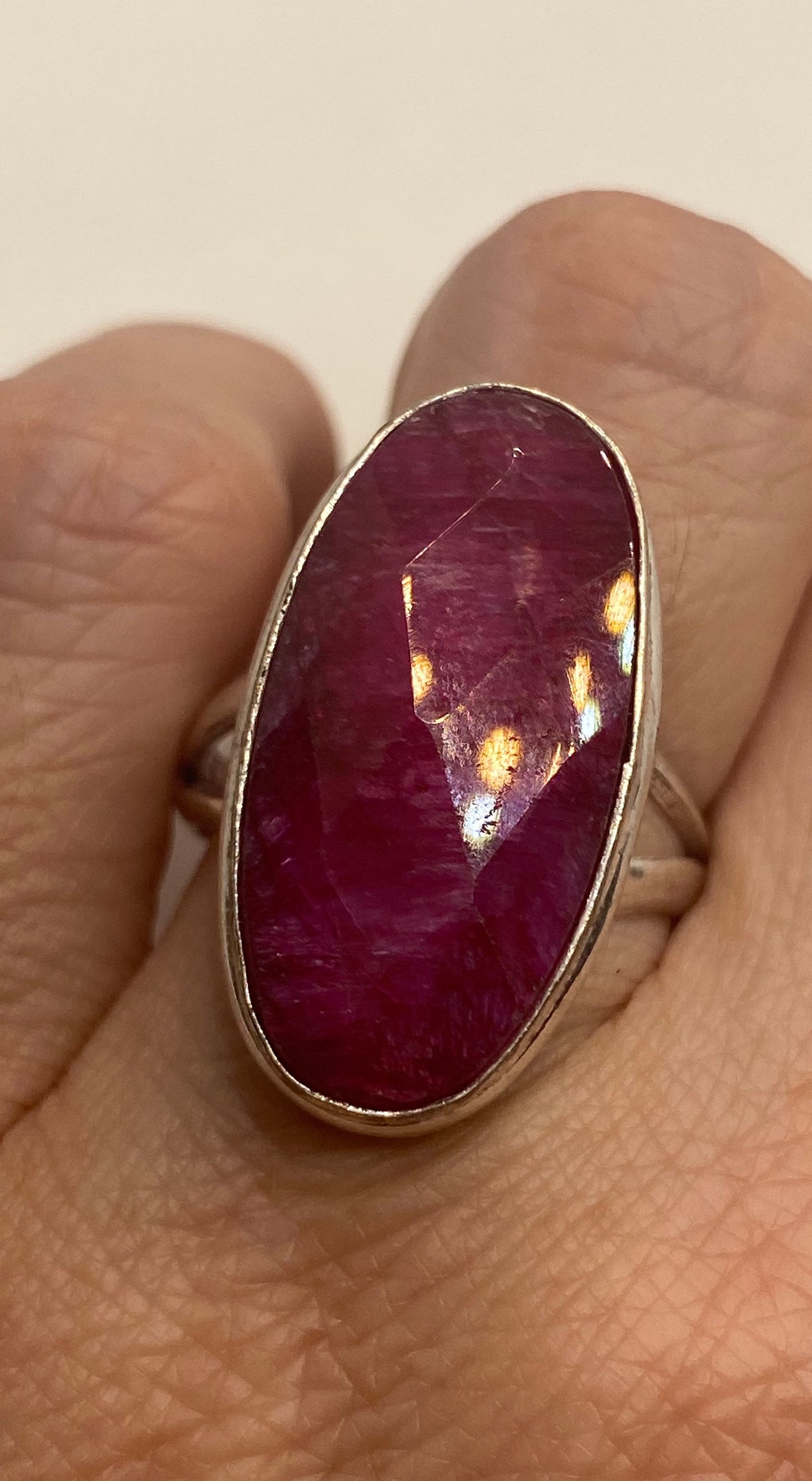 Vintage Handmade Raw Pink Ruby Silver Gothic Ring