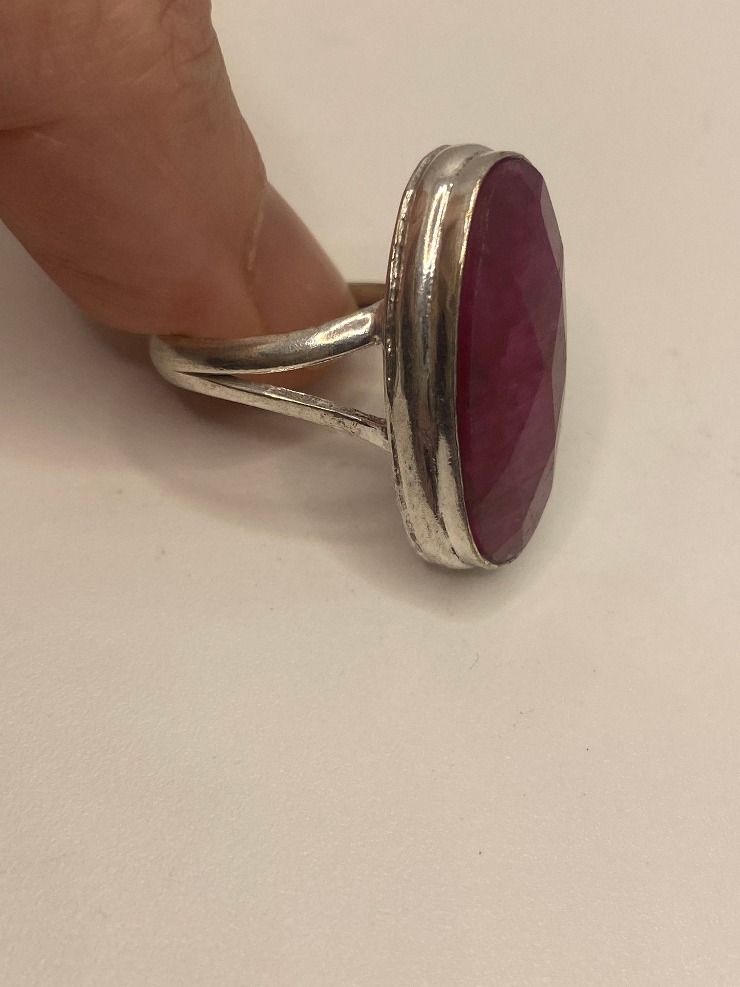 Vintage Handmade Raw Pink Ruby Silver Gothic Ring