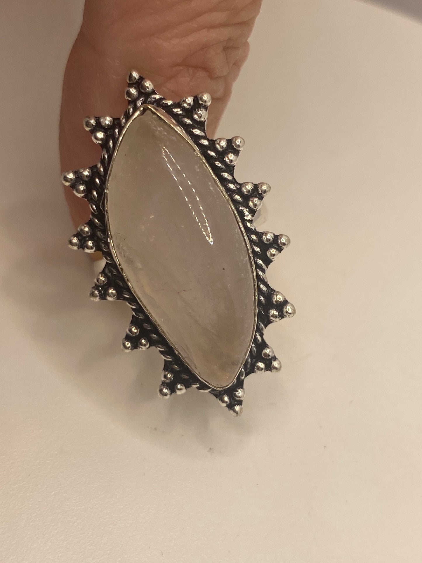 Vintage Genuine Rose Quartz Silver Ring