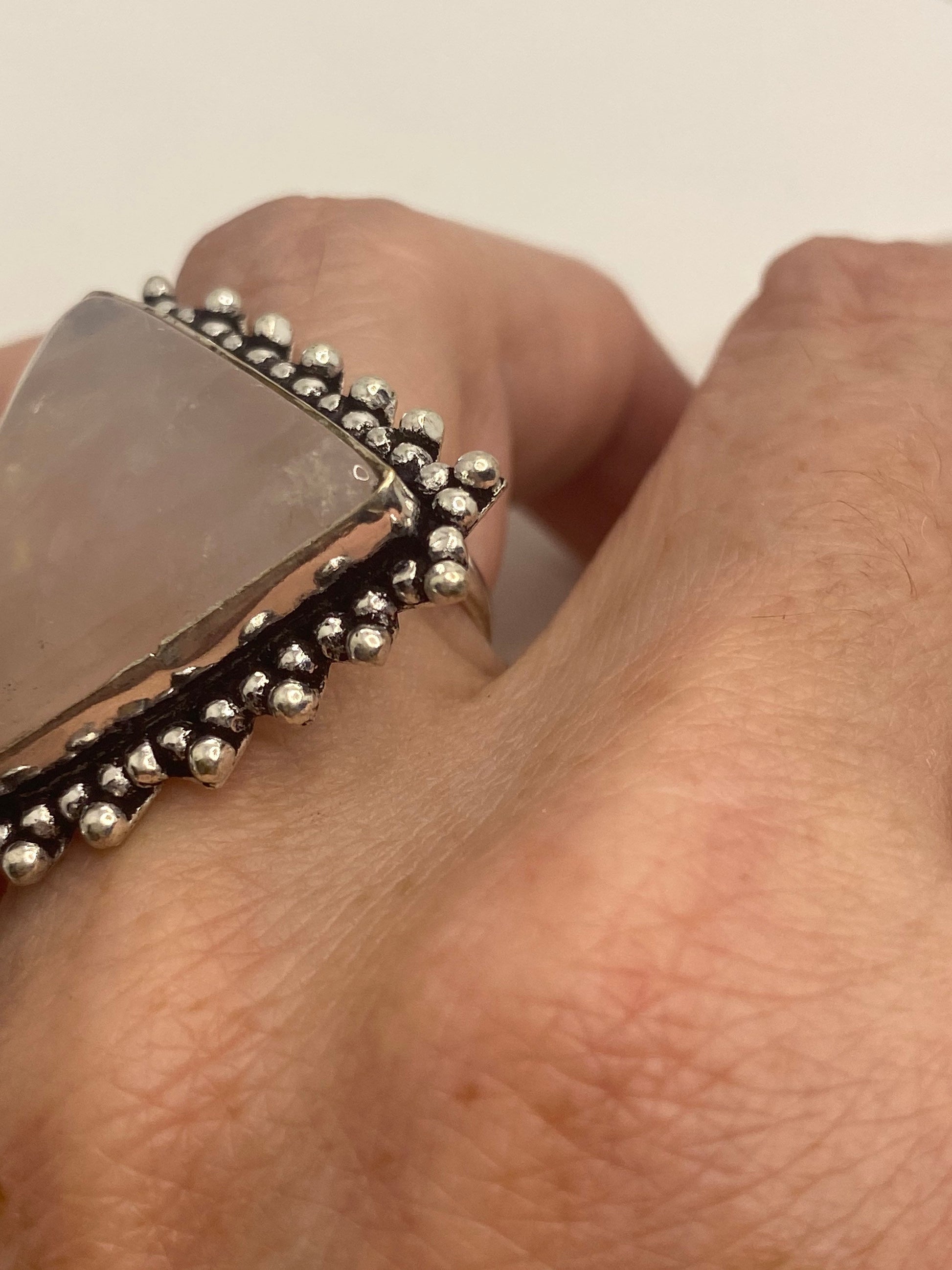 Vintage Genuine Rose Quartz Silver Ring