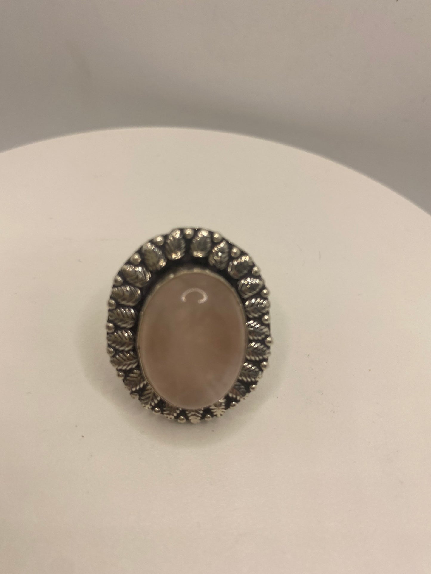 Vintage Genuine Rose Quartz Silver Ring