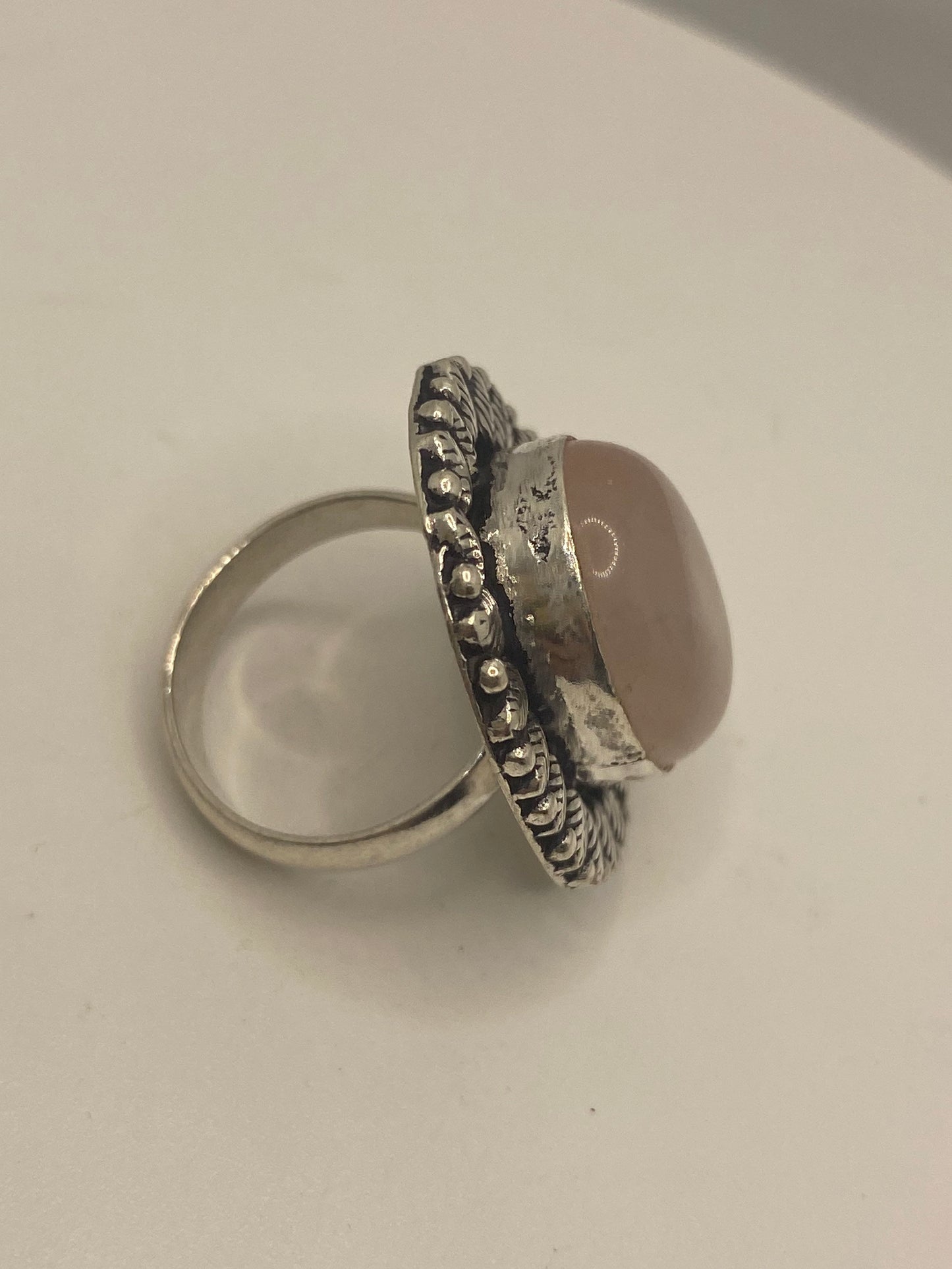 Vintage Genuine Rose Quartz Silver Ring