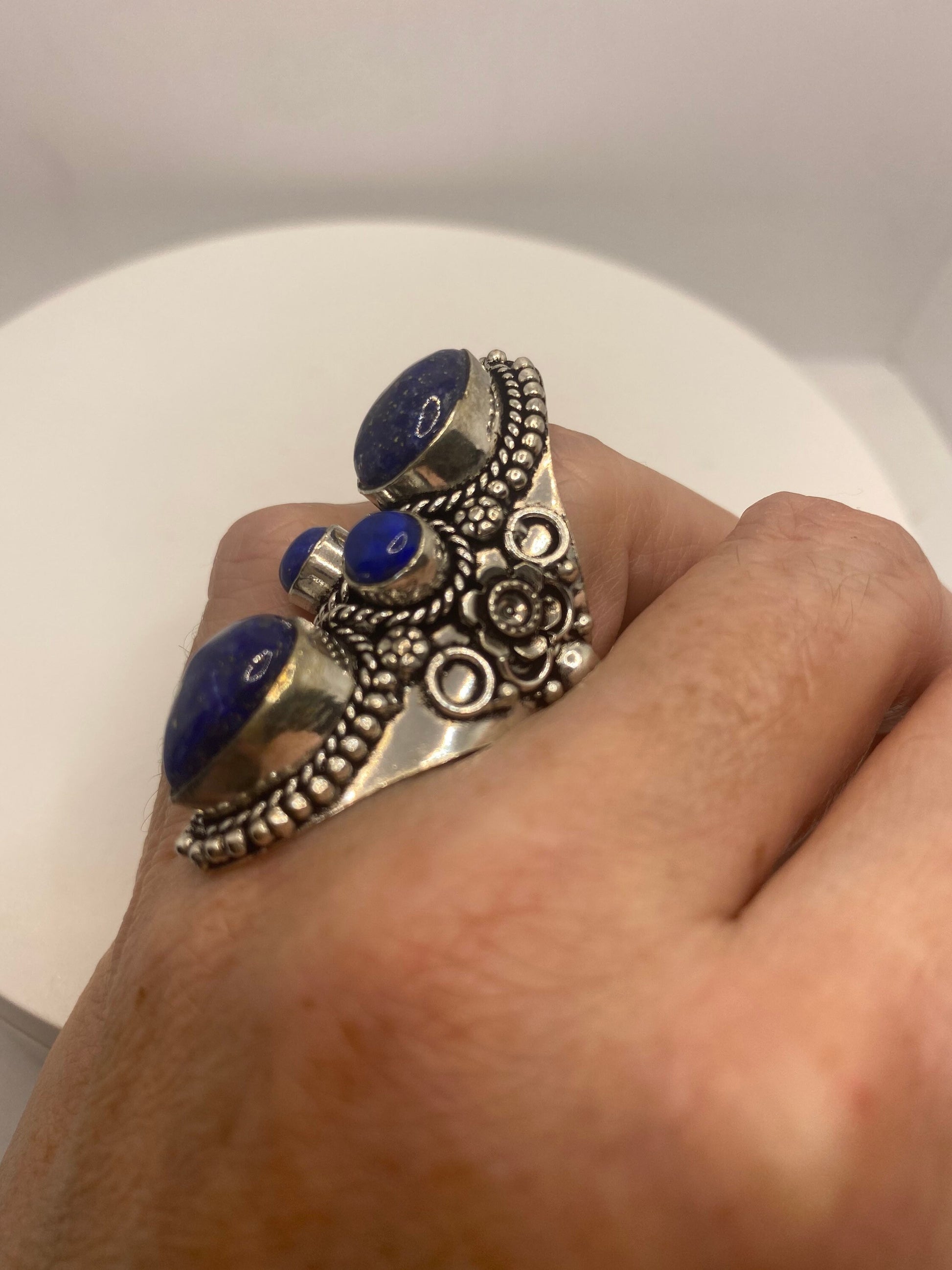 Vintage Blue Genuine Lapis Lazuli Ring Size 8