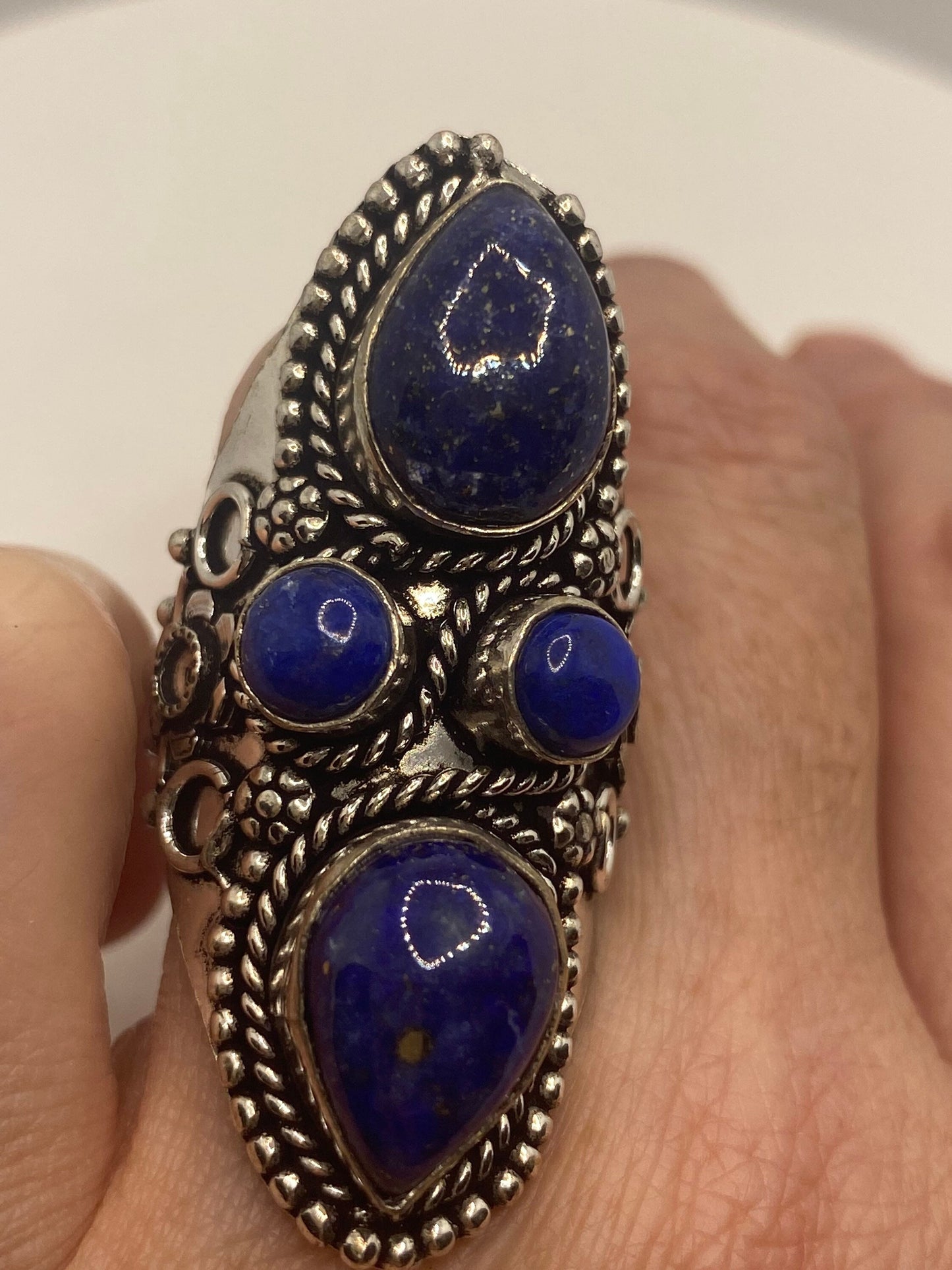 Vintage Blue Genuine Lapis Lazuli Ring Size 8