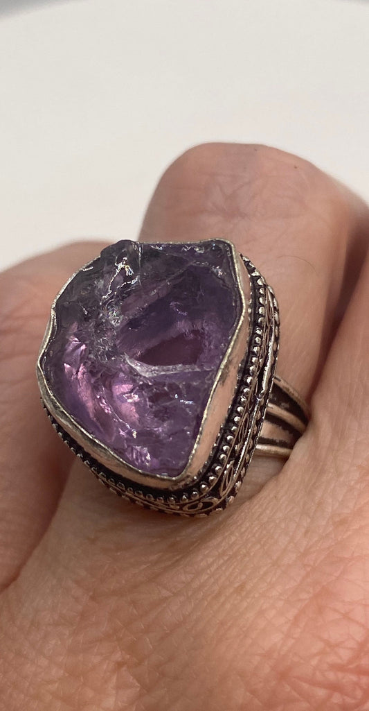Vintage Purple Amethyst Cocktail Ring Adjustable Statement