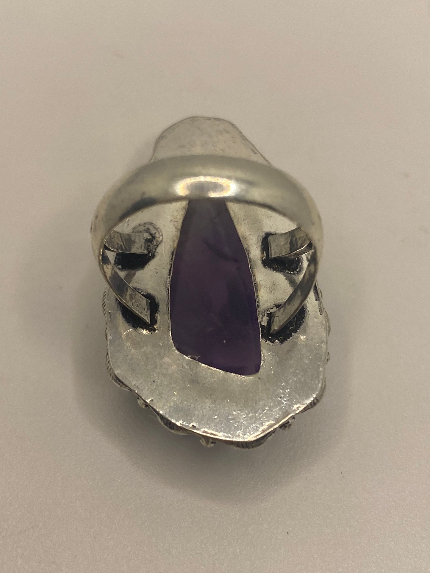 Vintage Purple Amethyst Cocktail Ring Adjustable Statement