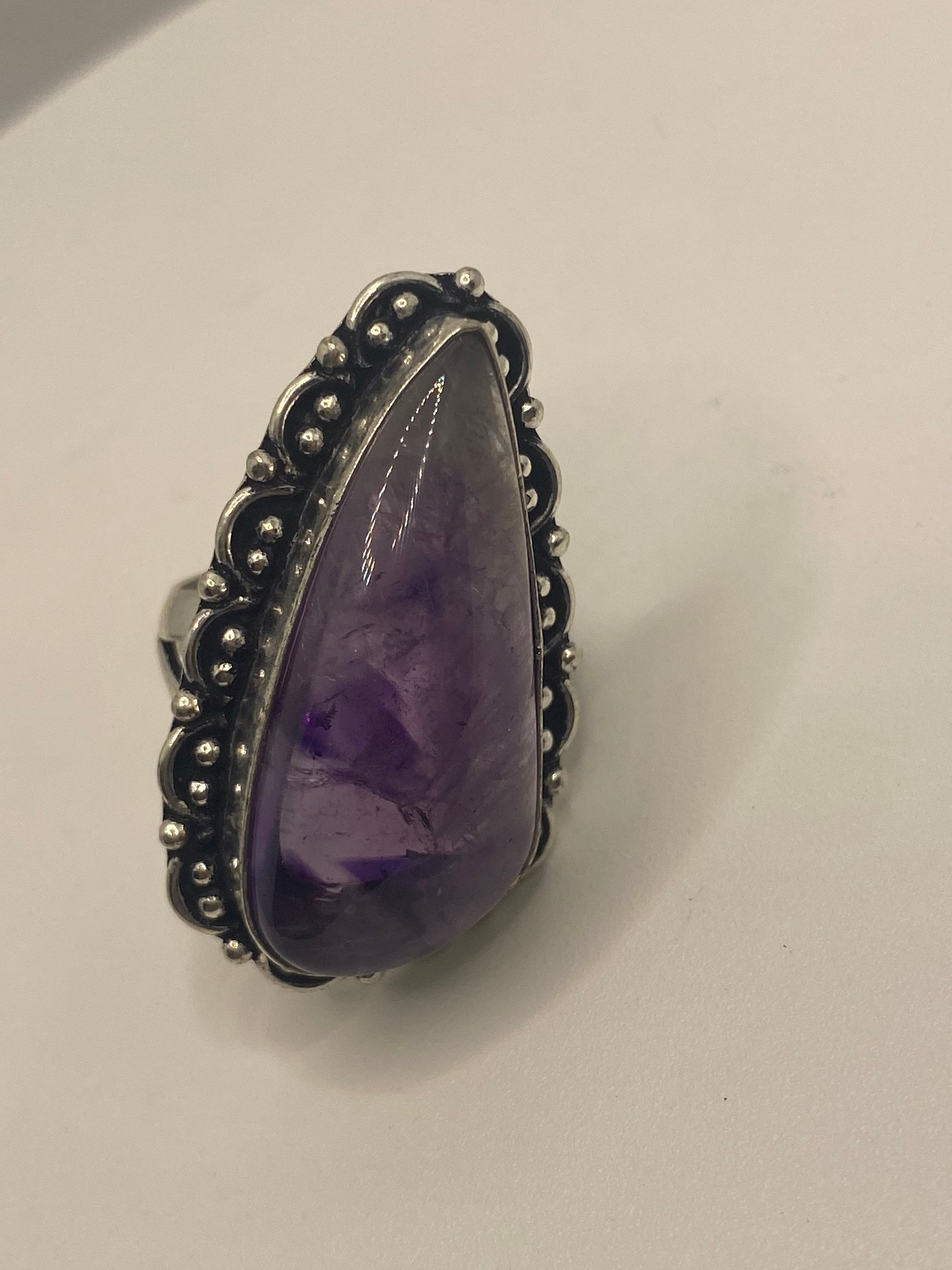 Vintage Purple Amethyst Cocktail Ring Adjustable Statement