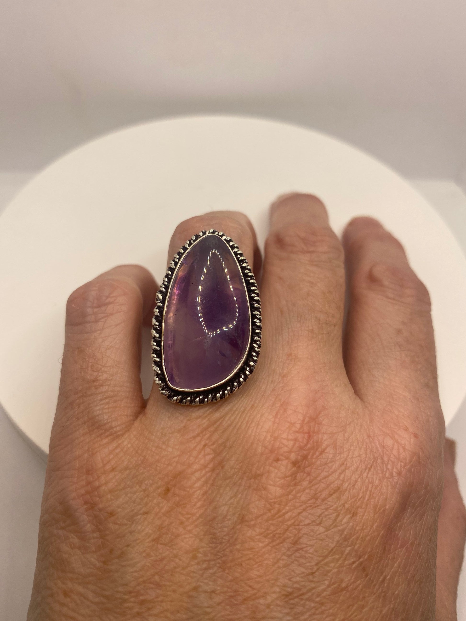 Vintage Purple Amethyst Cocktail Ring Adjustable Statement