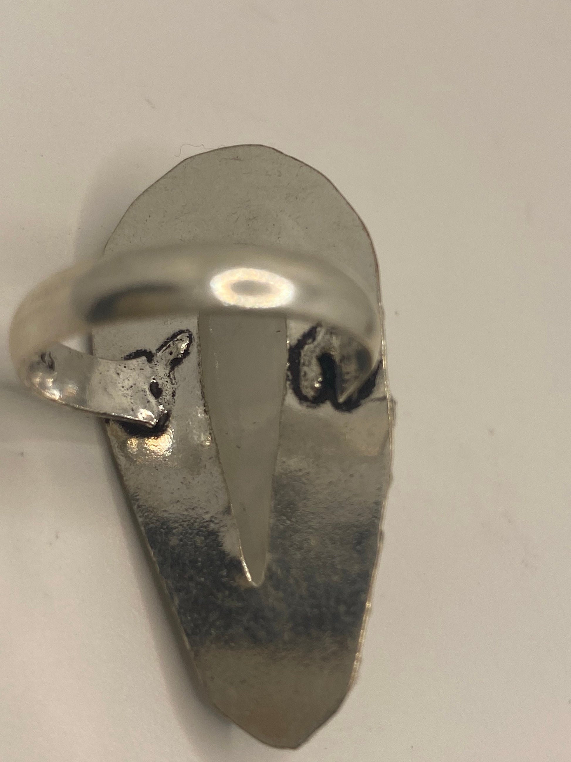 Vintage Genuine Blue White Rainbow Moonstone Ring Size 8