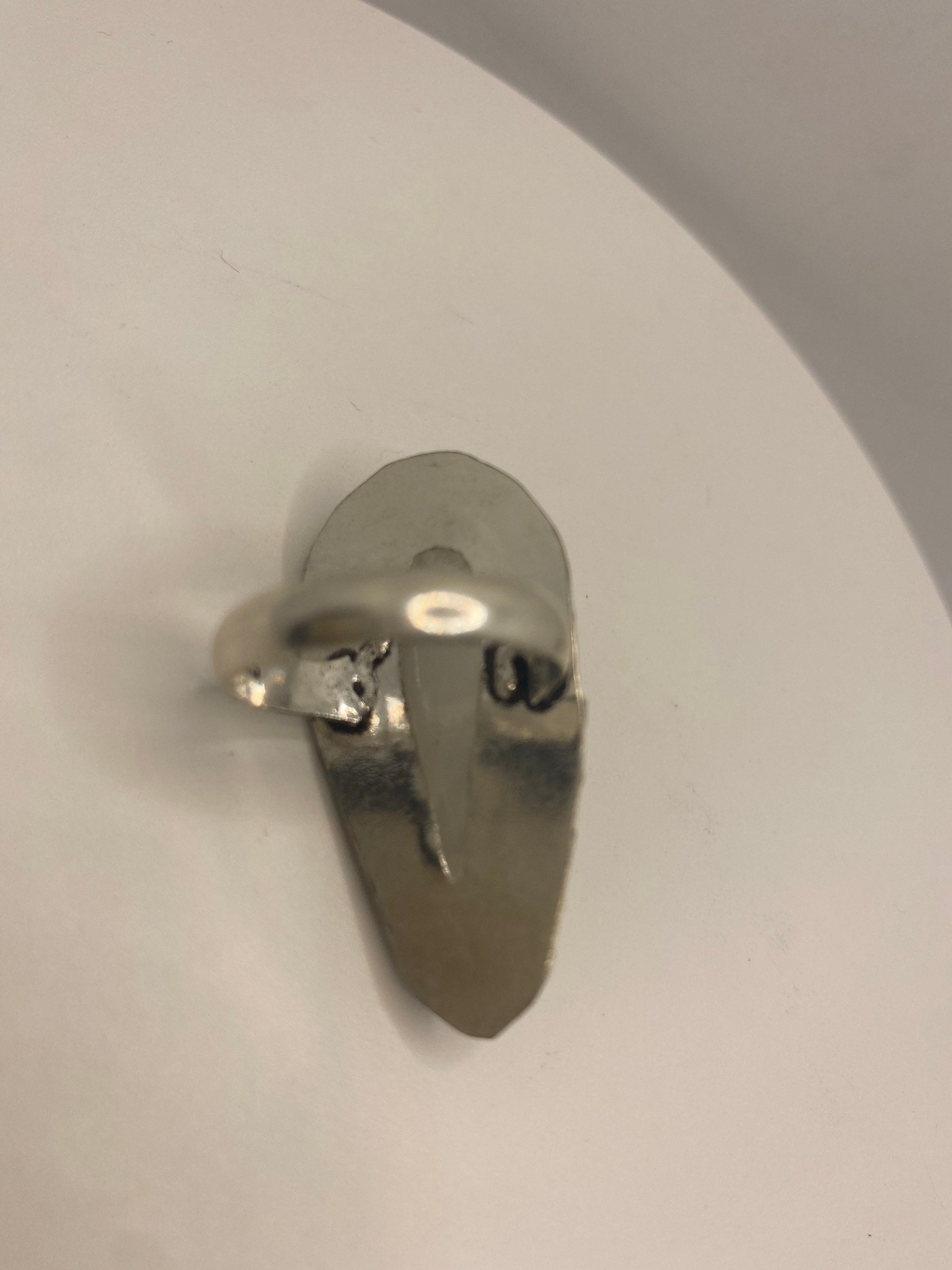 Vintage Genuine Blue White Rainbow Moonstone Ring Size 8