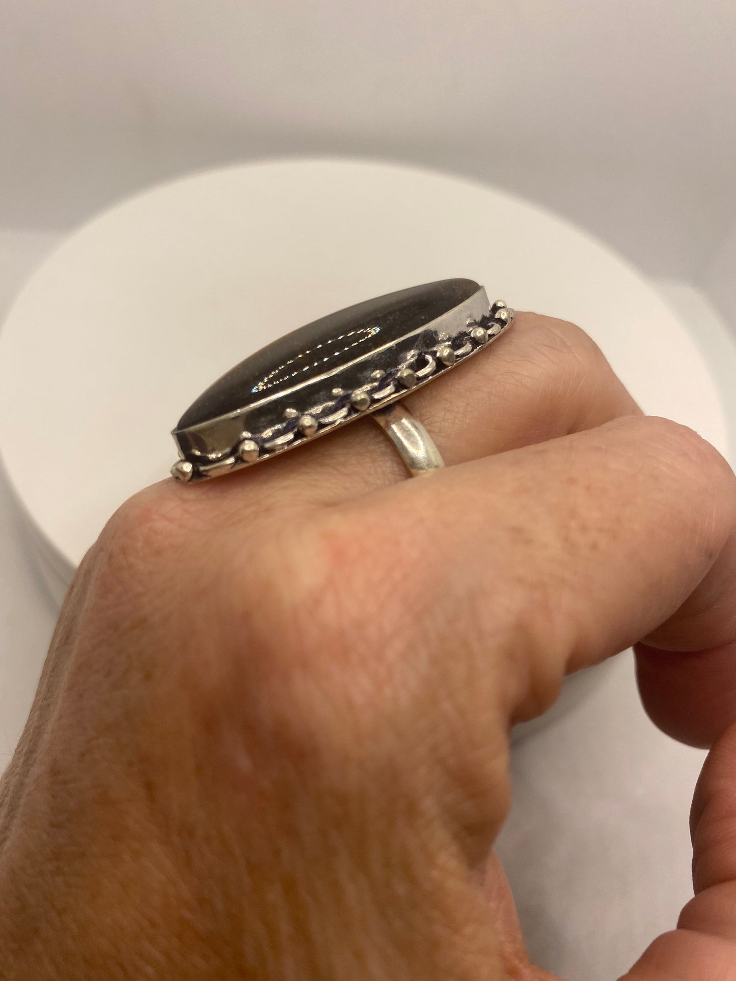 Vintage Tigers Eye Stone Silver Ring