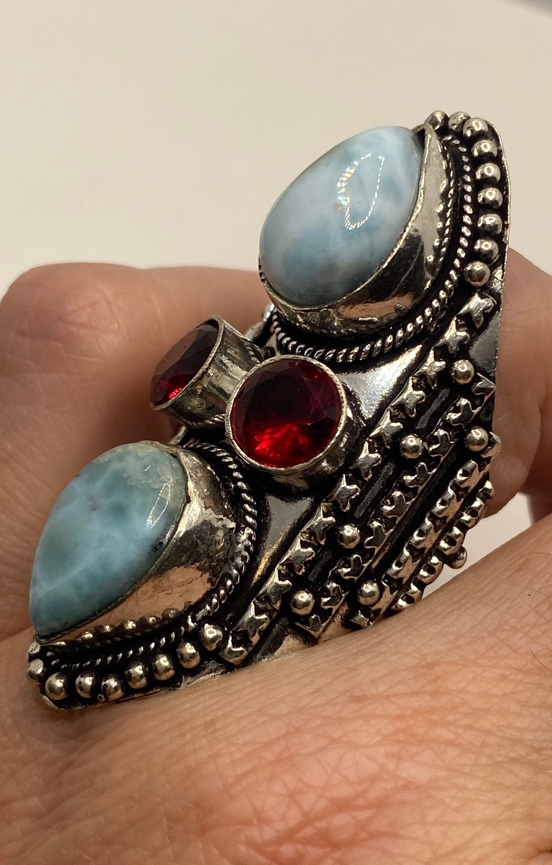 Vintage Blue Larimar Silver Ring