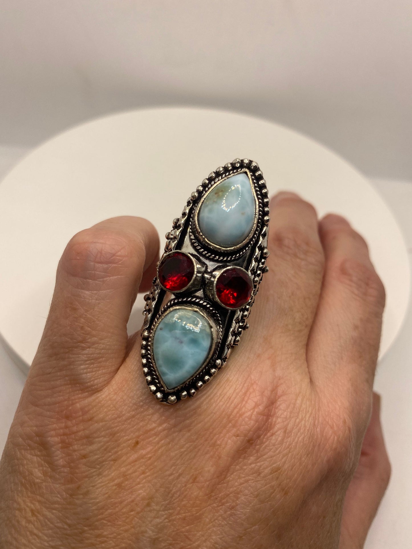 Vintage Blue Larimar Silver Ring