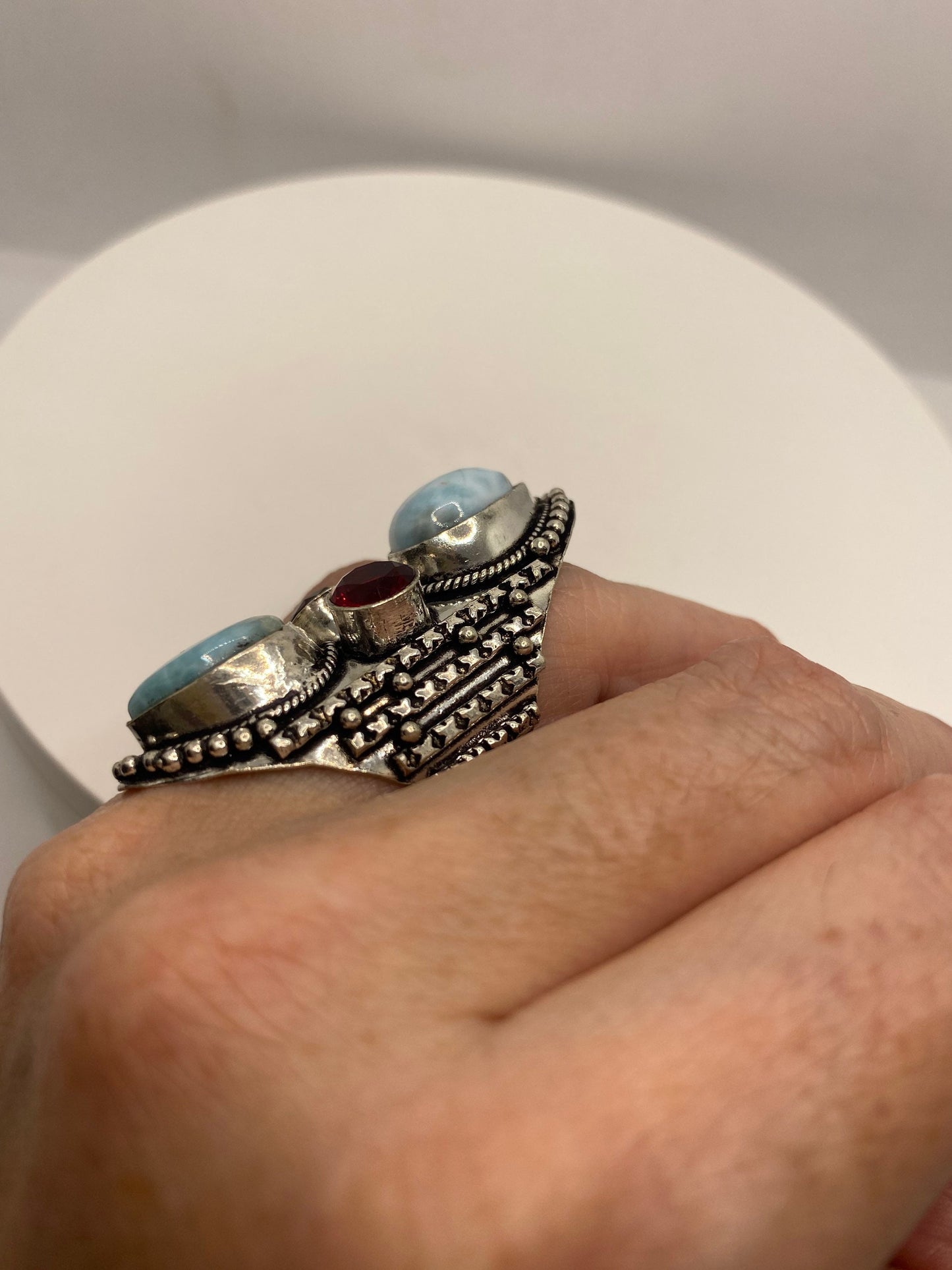 Vintage Blue Larimar Silver Ring