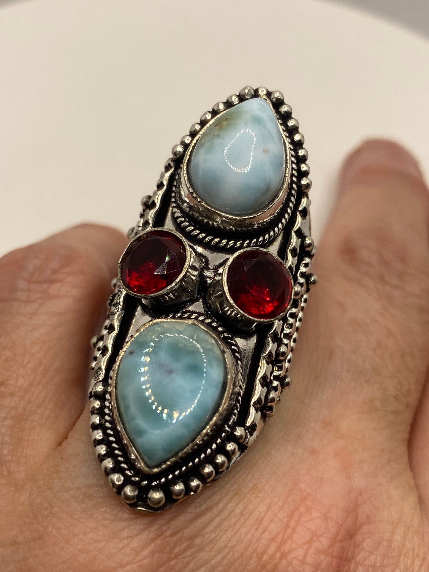 Vintage Blue Larimar Silver Ring