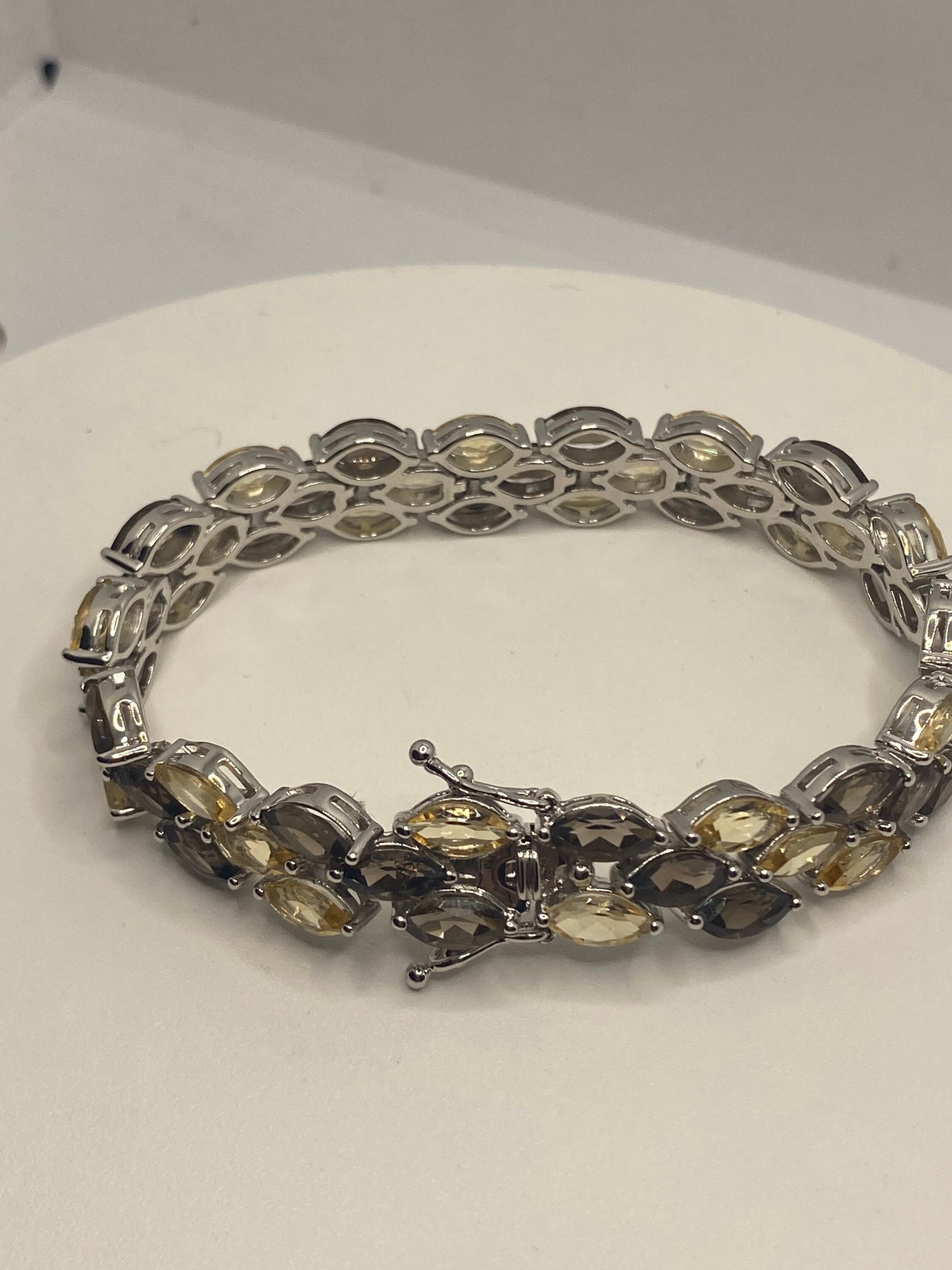 Vintage Citrine Smoky Topaz Bracelet in 925 Sterling Silver