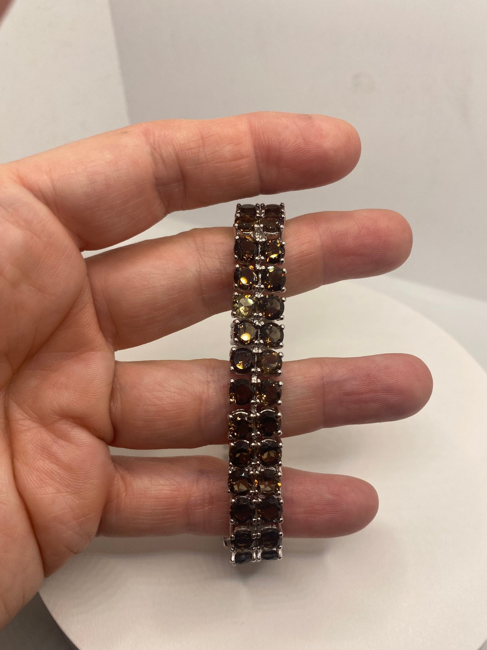 Vintage Smoky Topaz Bracelet in 925 Sterling Silver