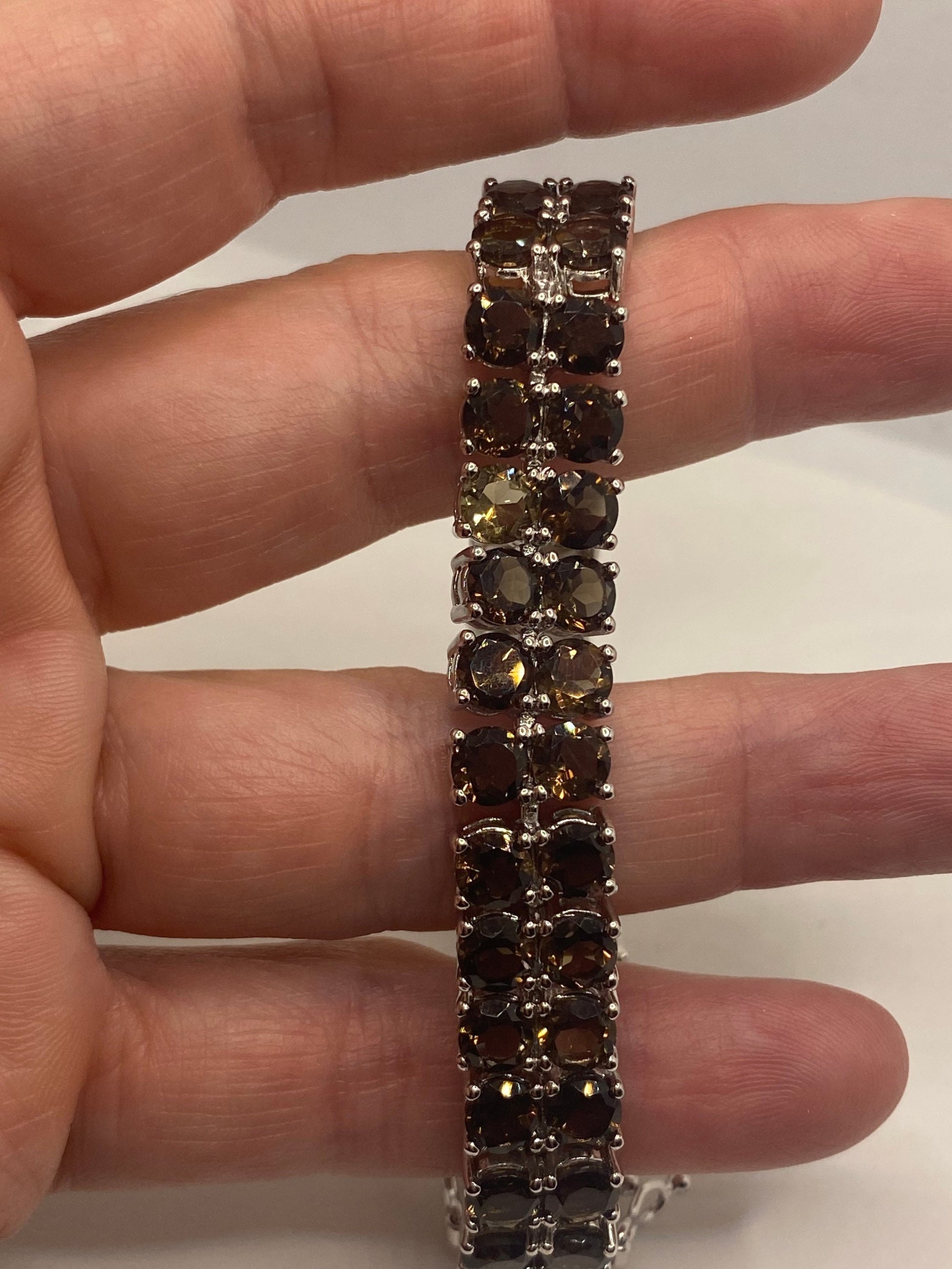 Vintage Smoky Topaz Bracelet in 925 Sterling Silver