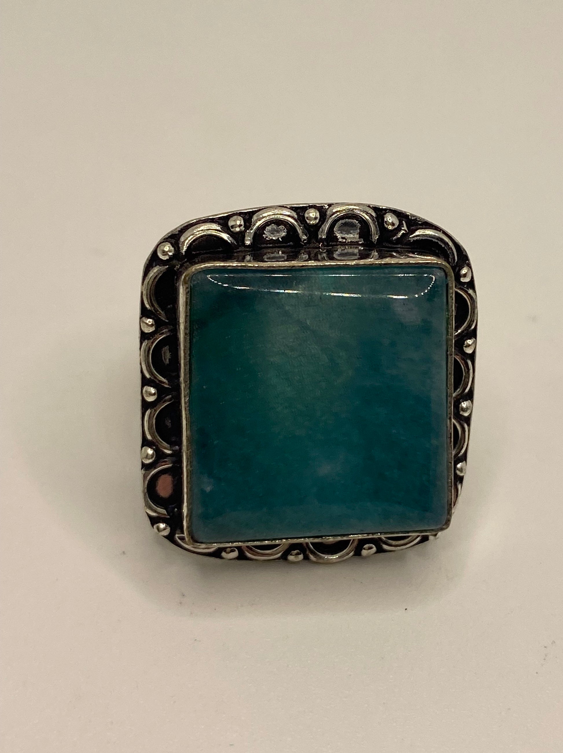 Vintage Green Raw Emerald 925 Sterling Silver Ring Size 7