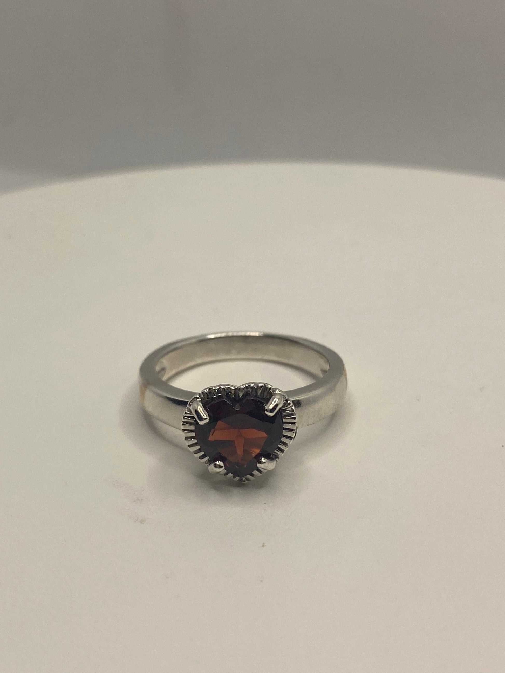 Vintage Red Bohemian Garnet Ring 925 Sterling Silver Cocktail Statement