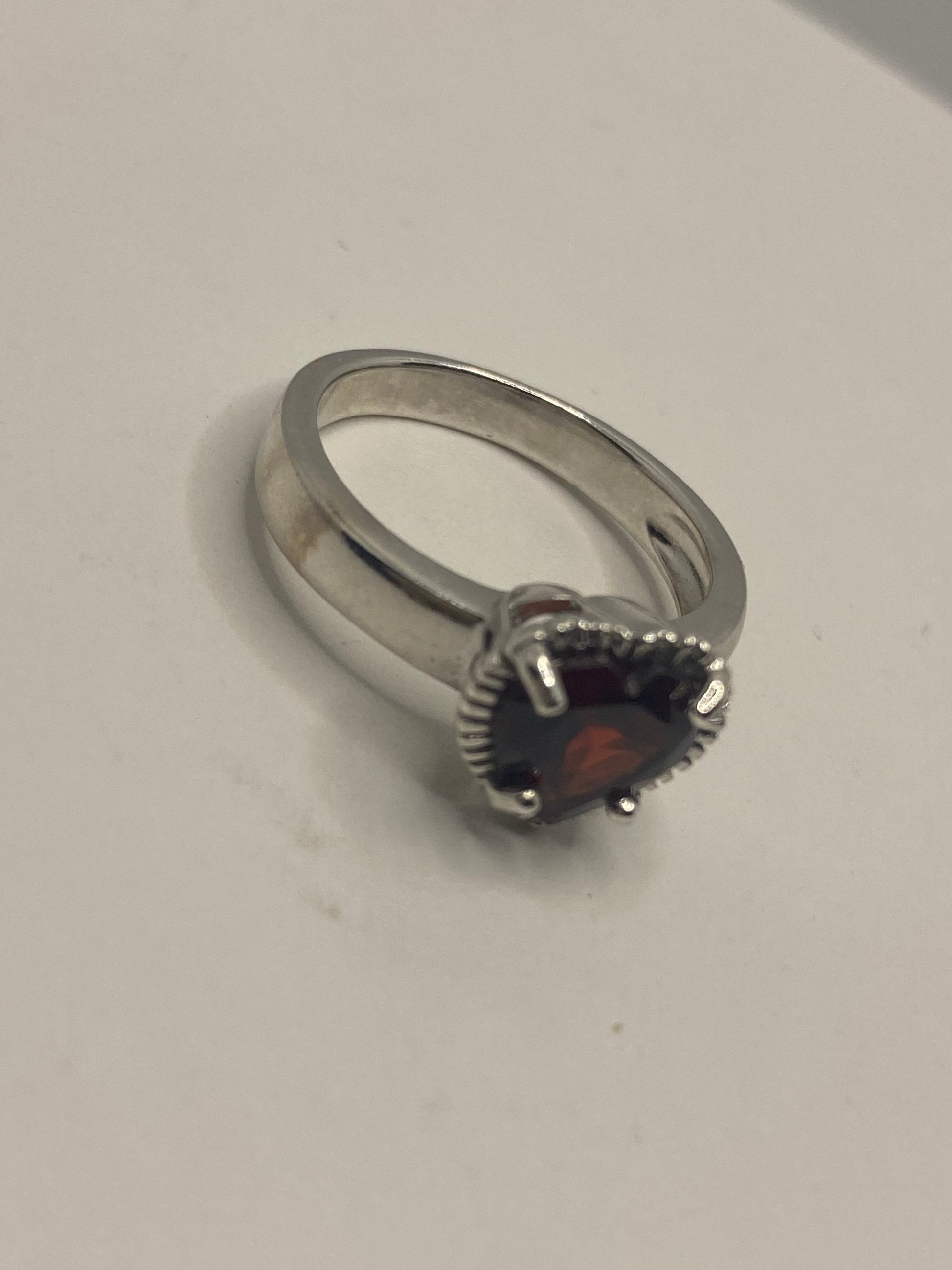 Vintage Red Bohemian Garnet Ring 925 Sterling Silver Cocktail Statement