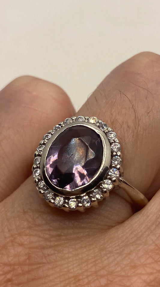 Vintage Purple Amethyst Ring in 925 Sterling Silver