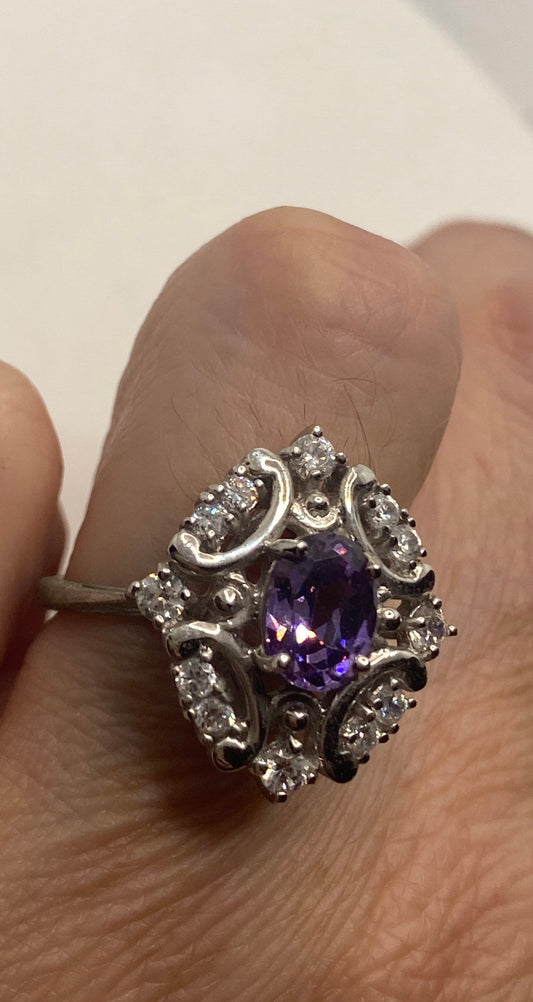 Vintage Purple Amethyst Ring in 925 Sterling Silver