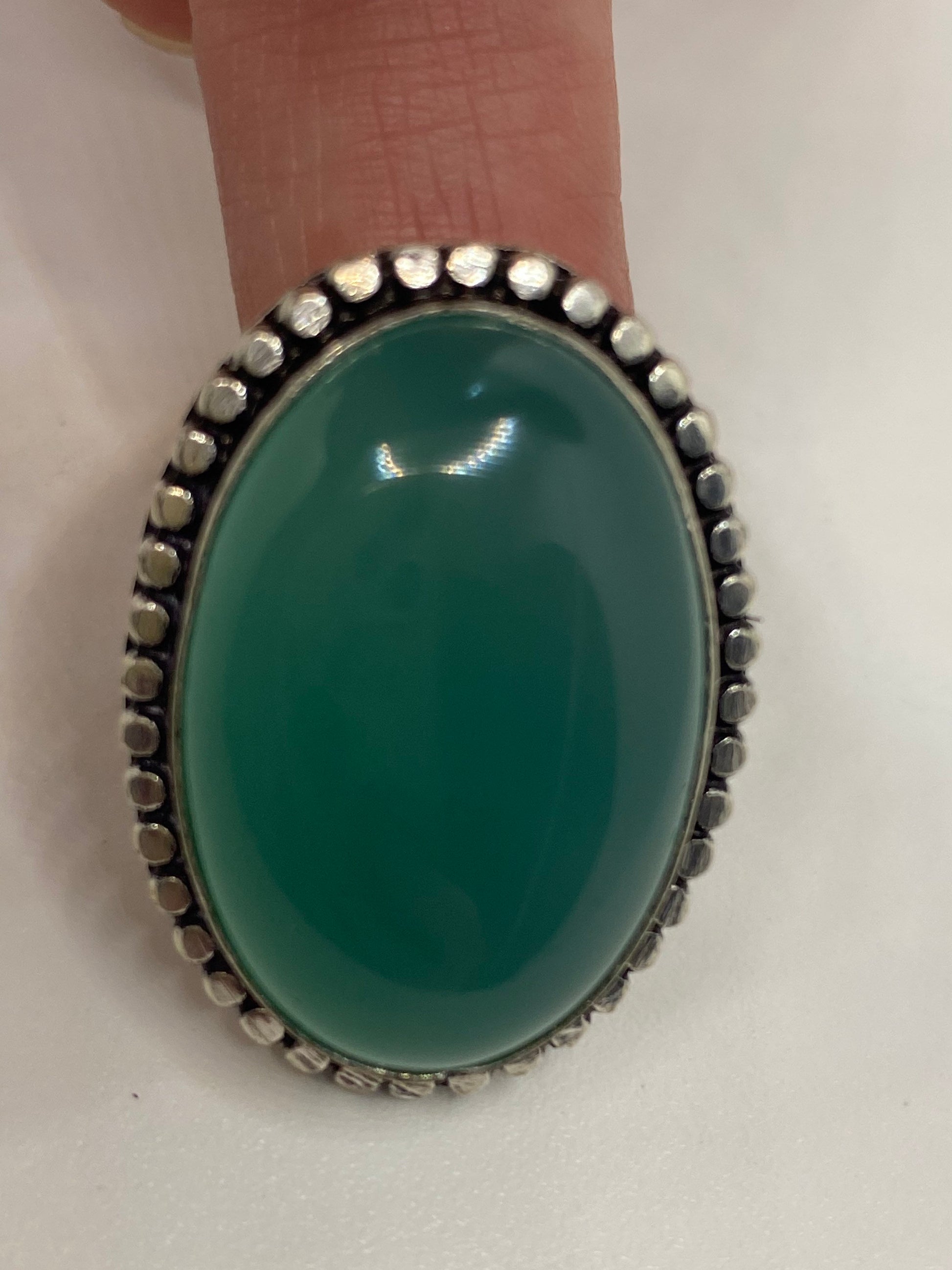 Vintage Green Onyx Silver Ring