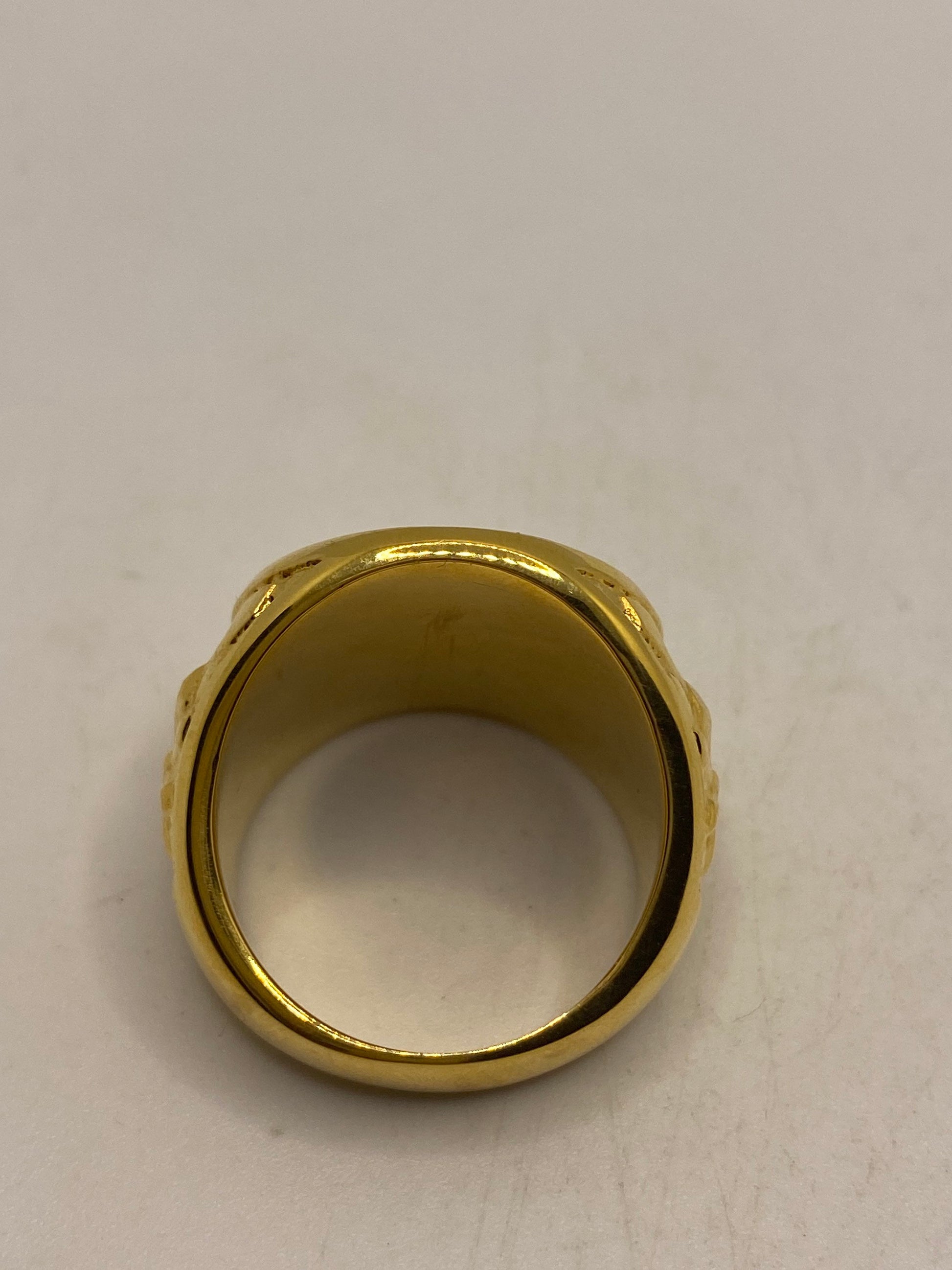 Vintage Yellow Gold Stainless Steel Ring Size 11