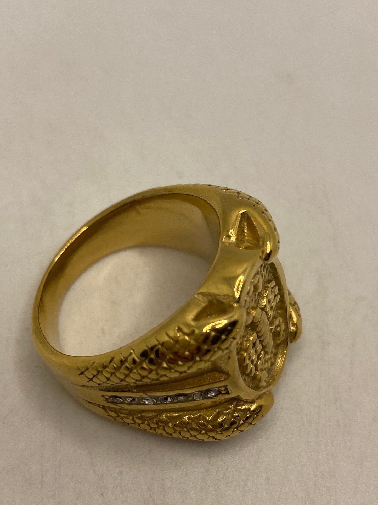 Vintage Yellow Gold Scorpion Stainless Steel Ring Size 10