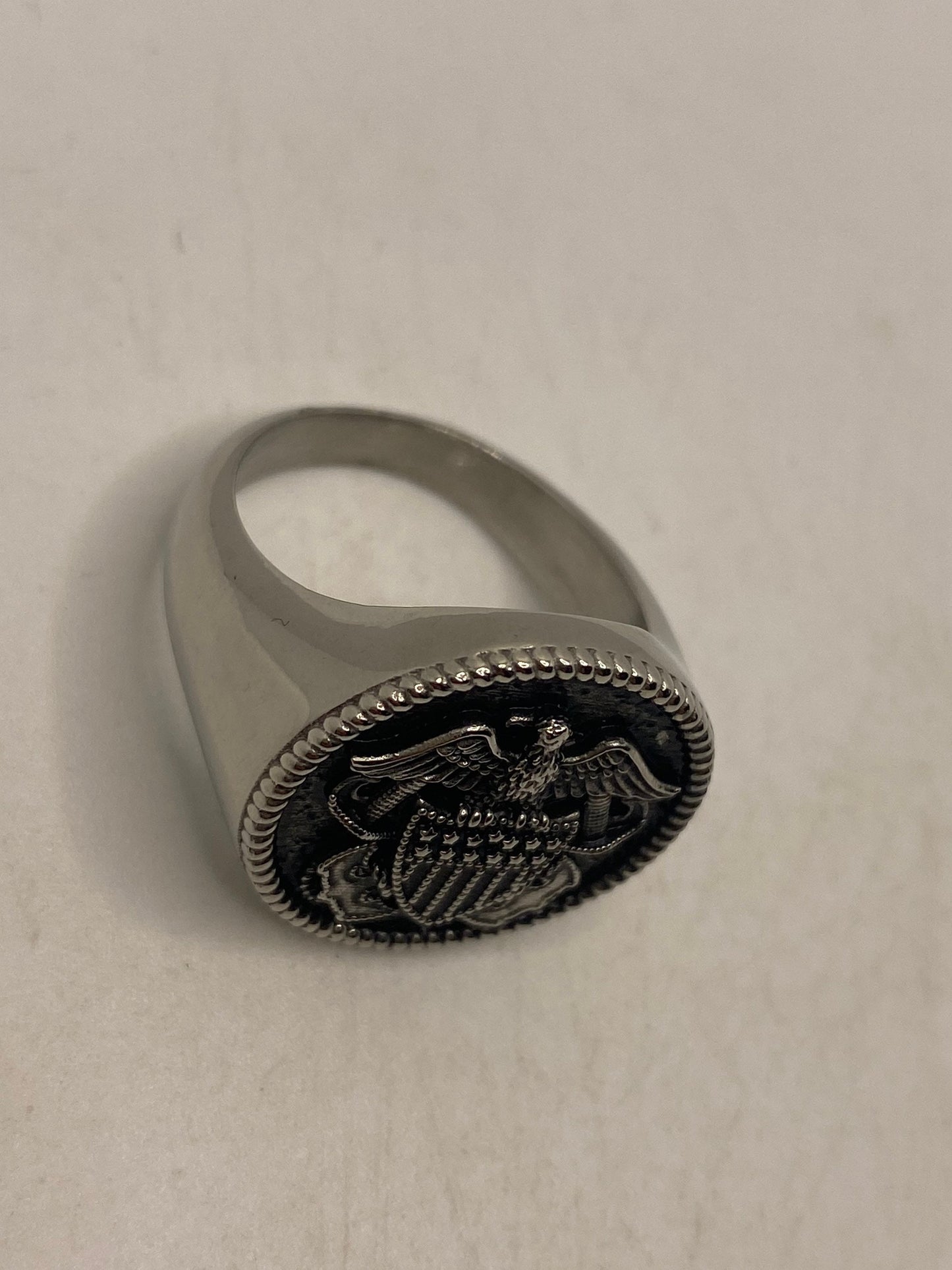 Vintage American Bald Eagle Silver Steel Ring