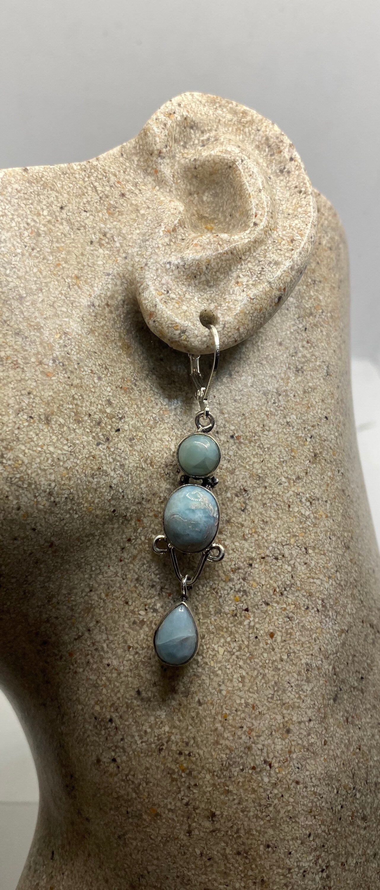 Vintage Sterling Silver Blue turquoise Larimar Earrings