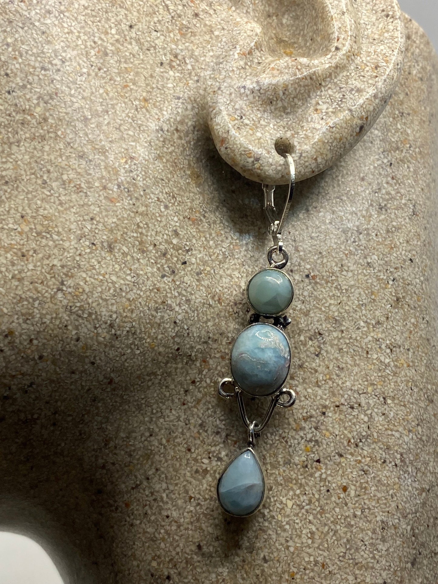 Vintage Sterling Silver Blue turquoise Larimar Earrings