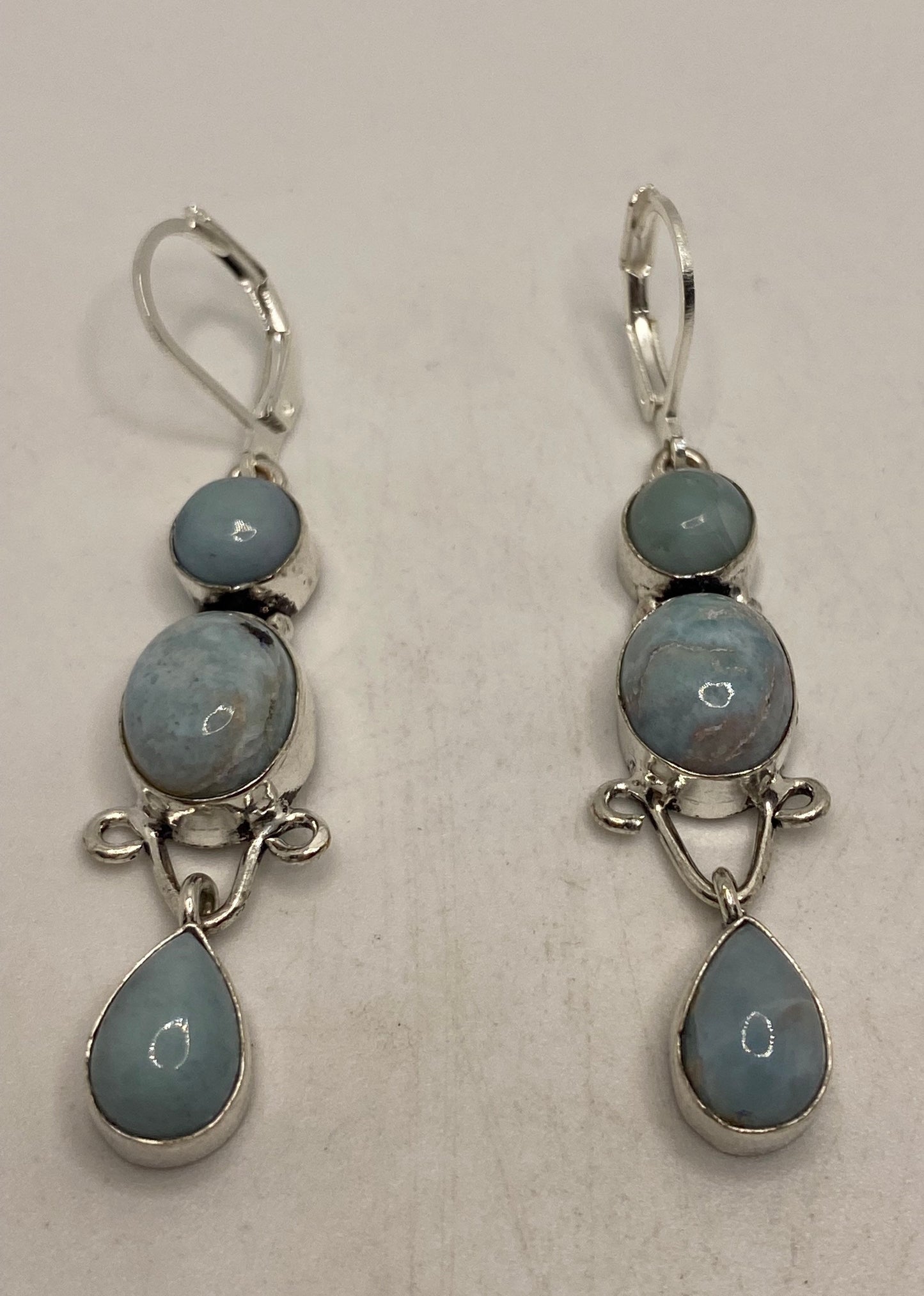 Vintage Sterling Silver Blue turquoise Larimar Earrings