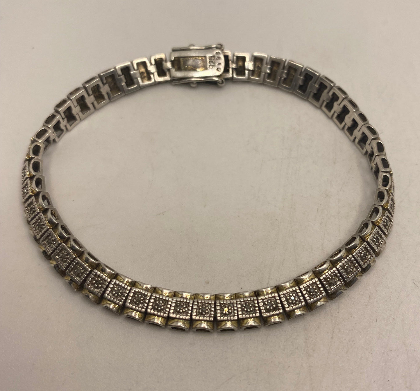 Vintage Diamond Bracelet 925 Sterling Silver