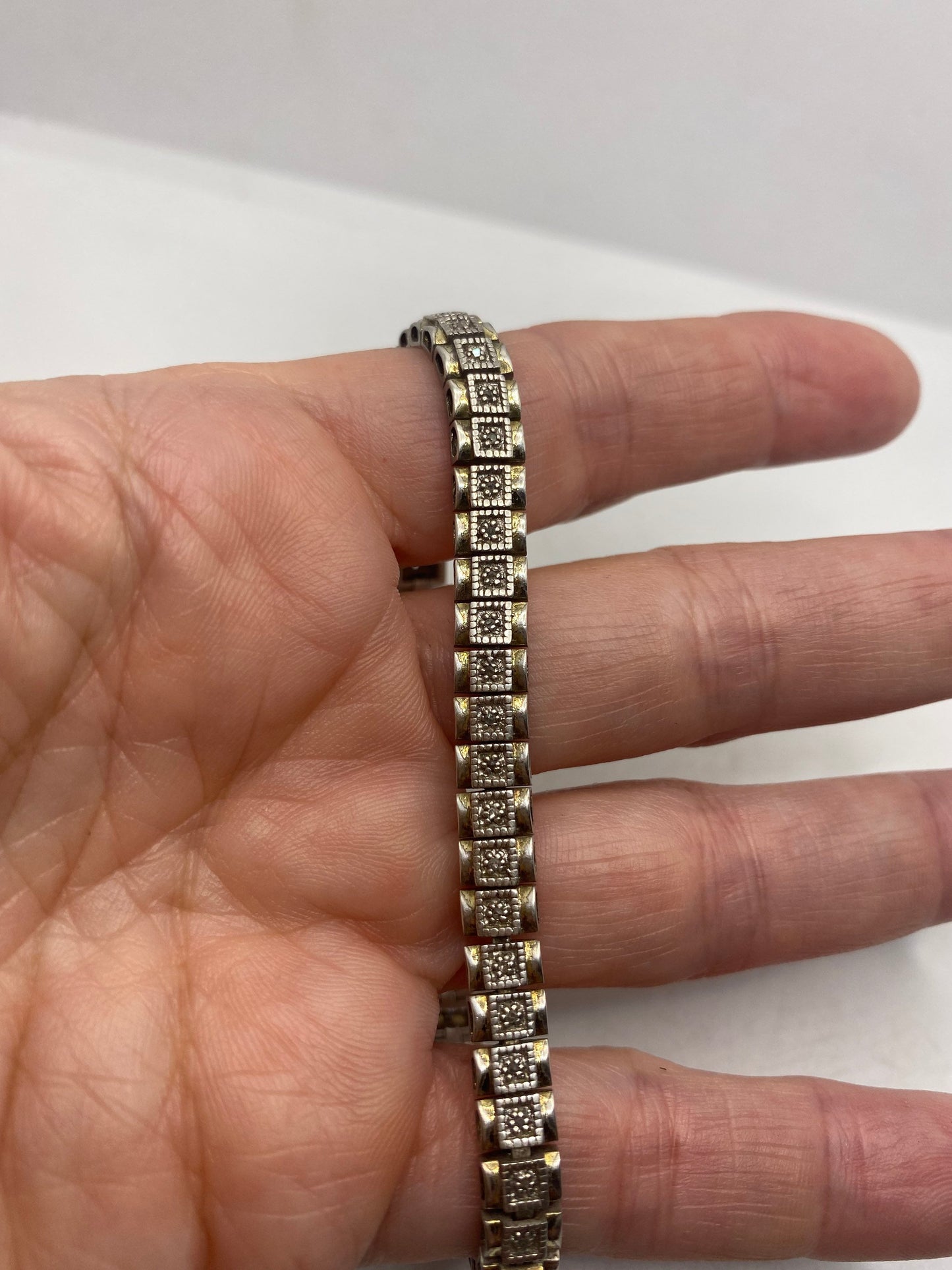 Vintage Diamond Bracelet 925 Sterling Silver